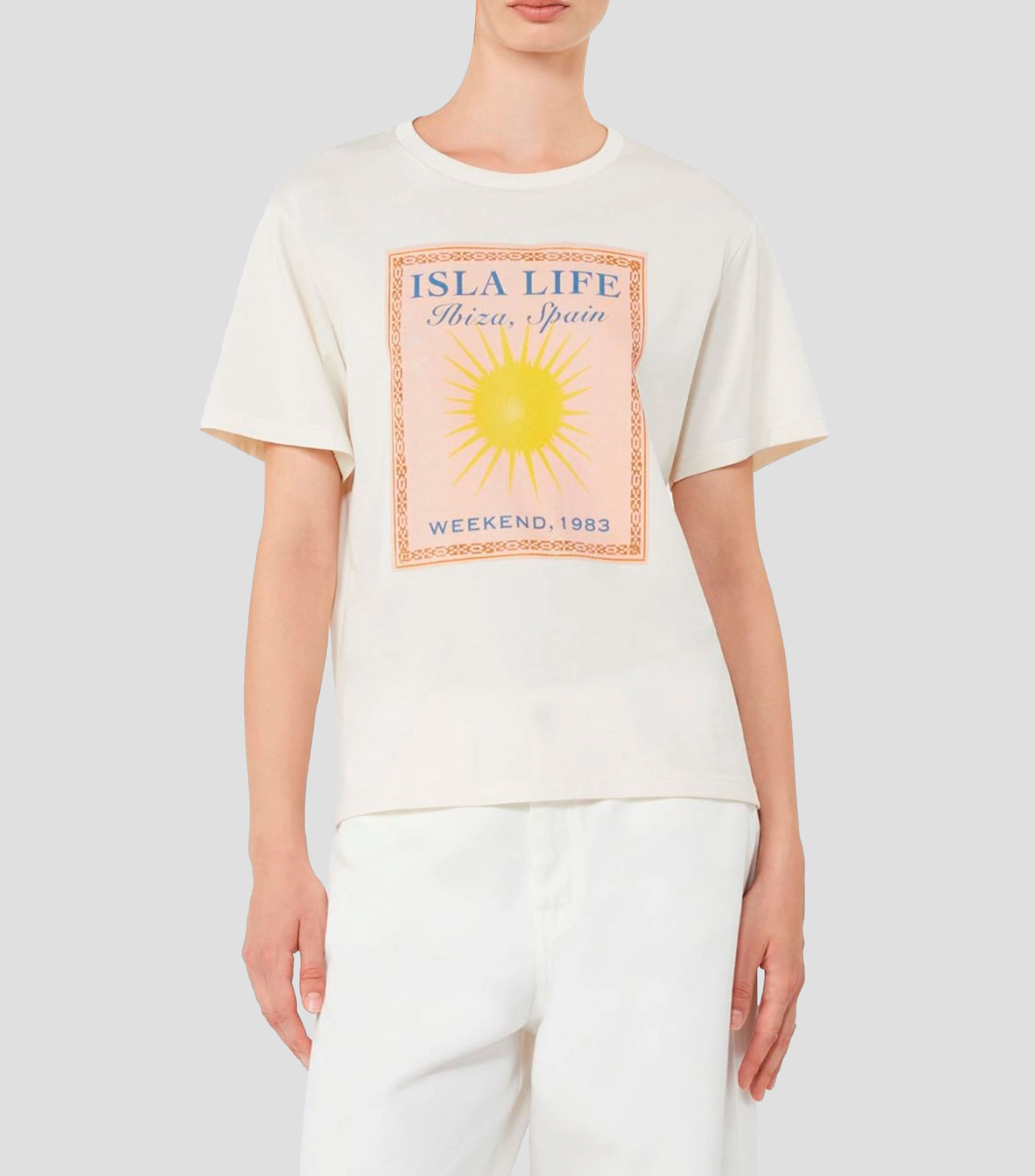Playera cuello redondo manga corta estampada Mujer