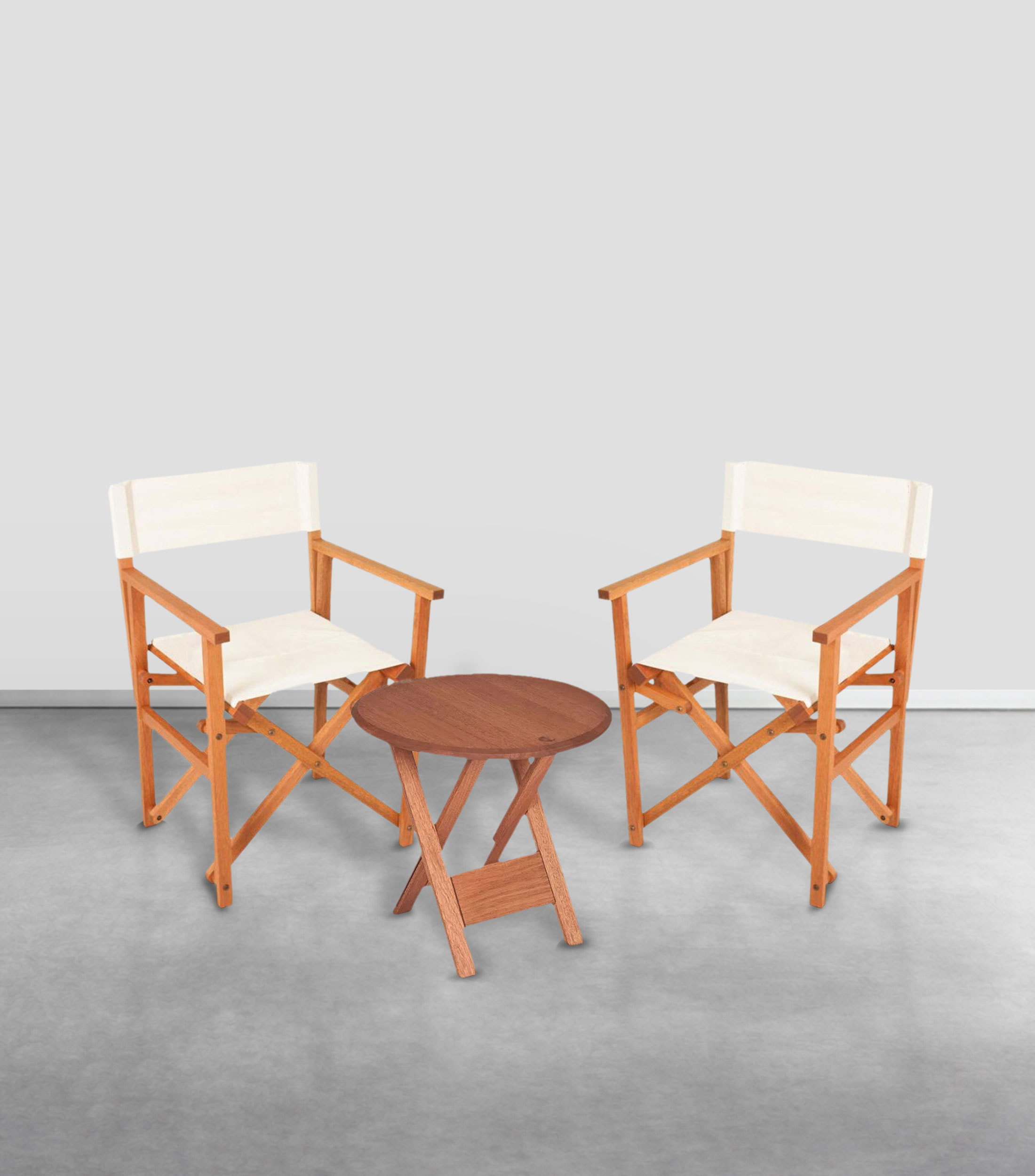 Set 2 Sillas director y Mesa plegable para Exterior en madera