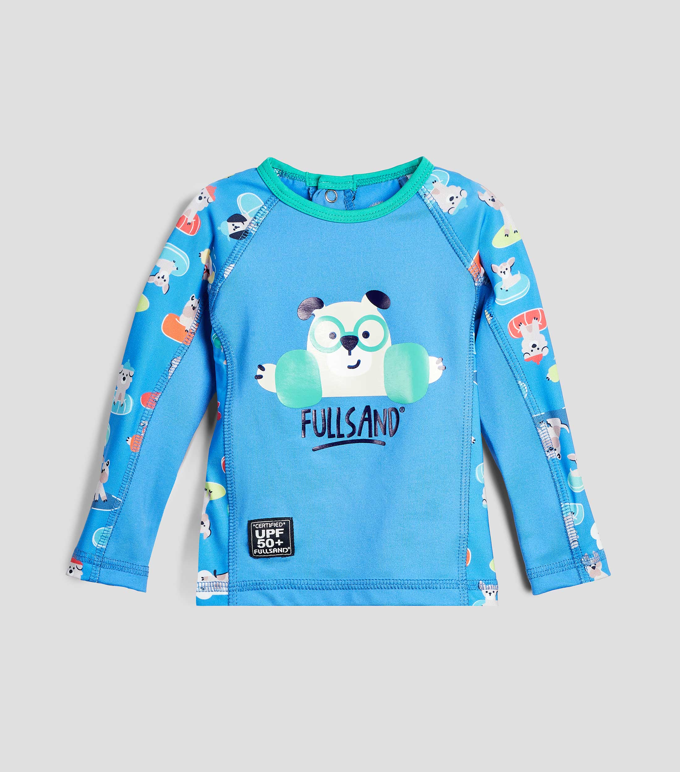 Playera traje de baño cuello redondo manga larga estampada Bebé