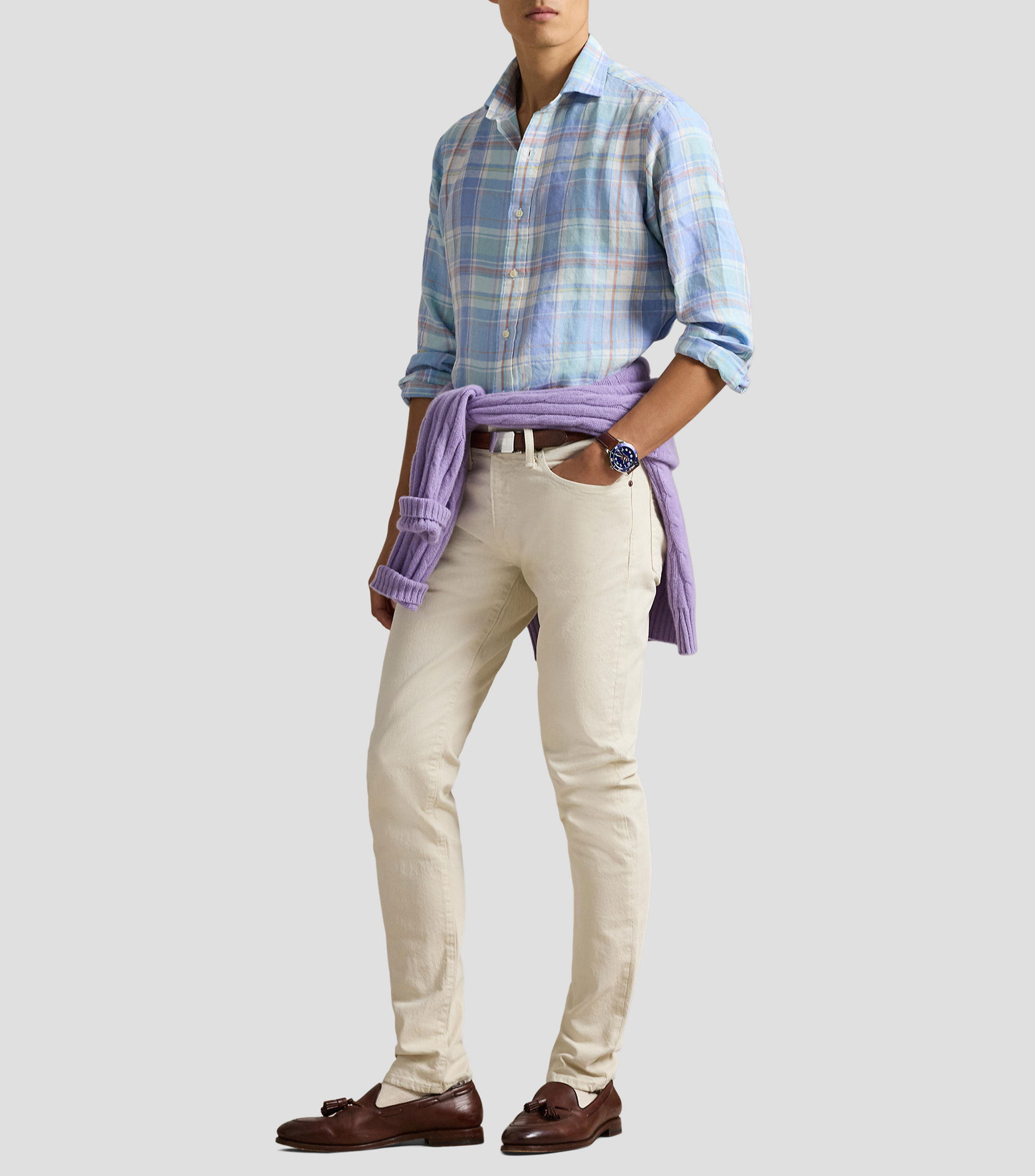 Camisa de cuadros manga larga Hombre