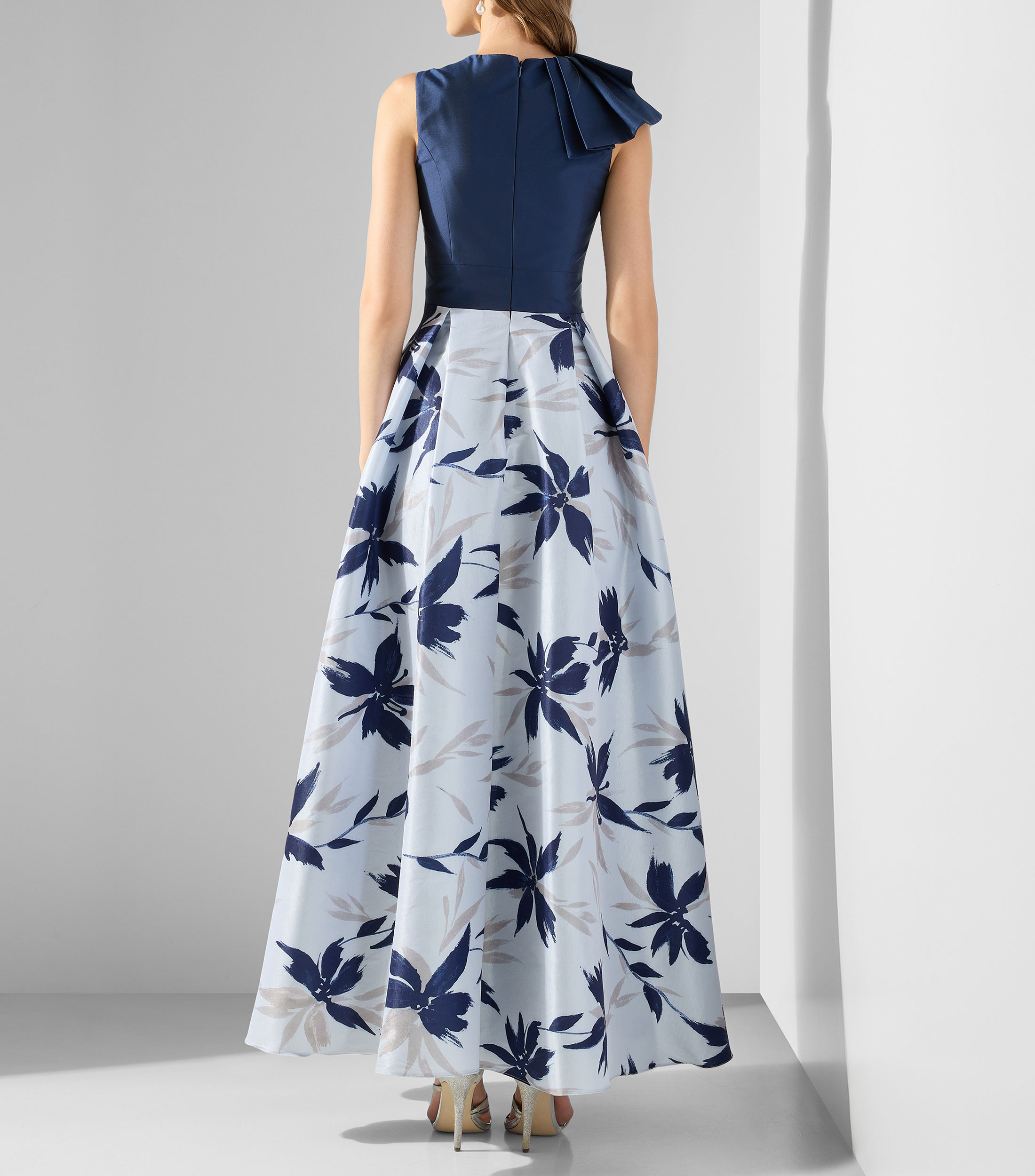 Vestido de fiesta largo estampado Mujer