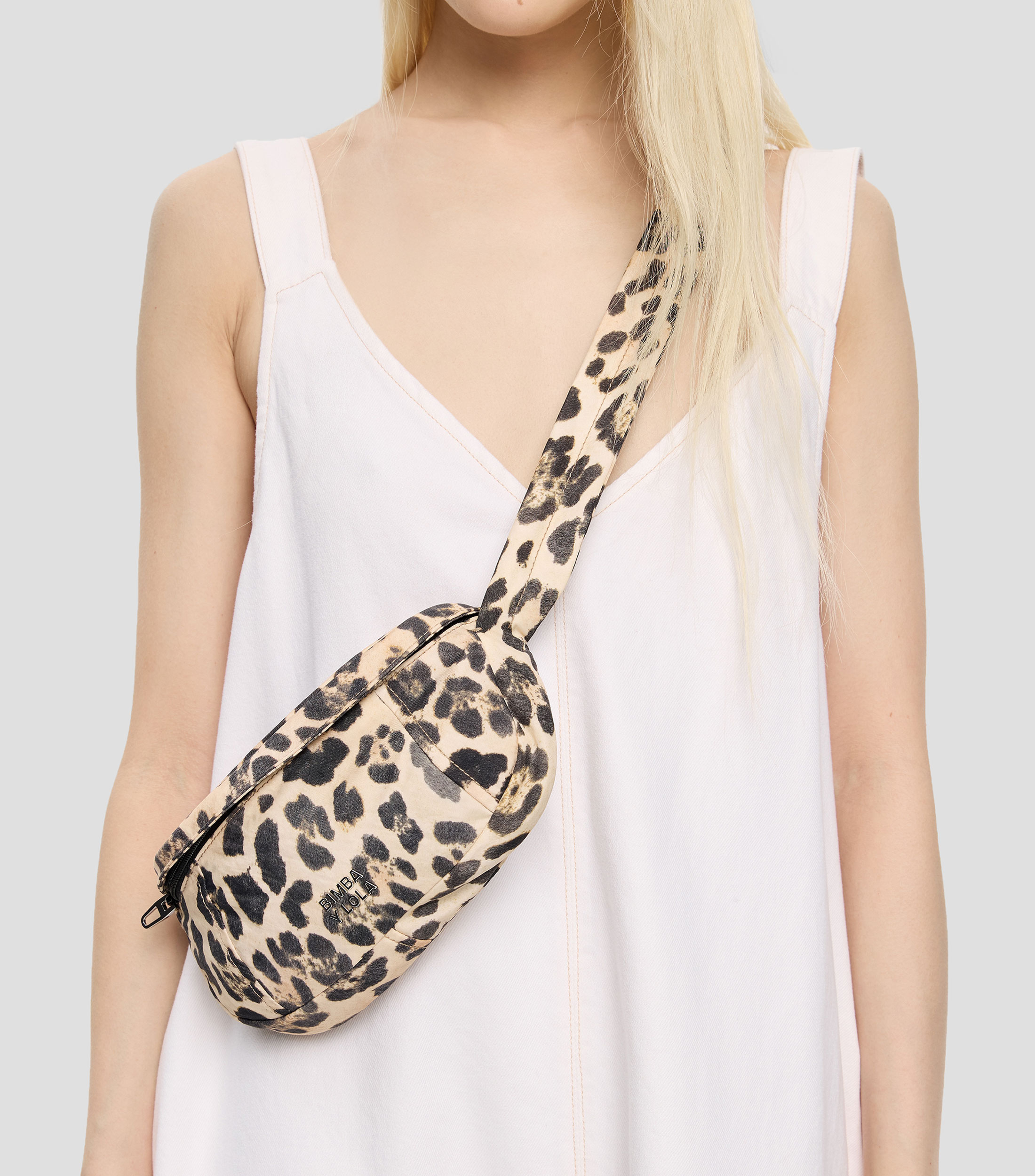 Cangurera nylon pequena Leopard natural Mujer