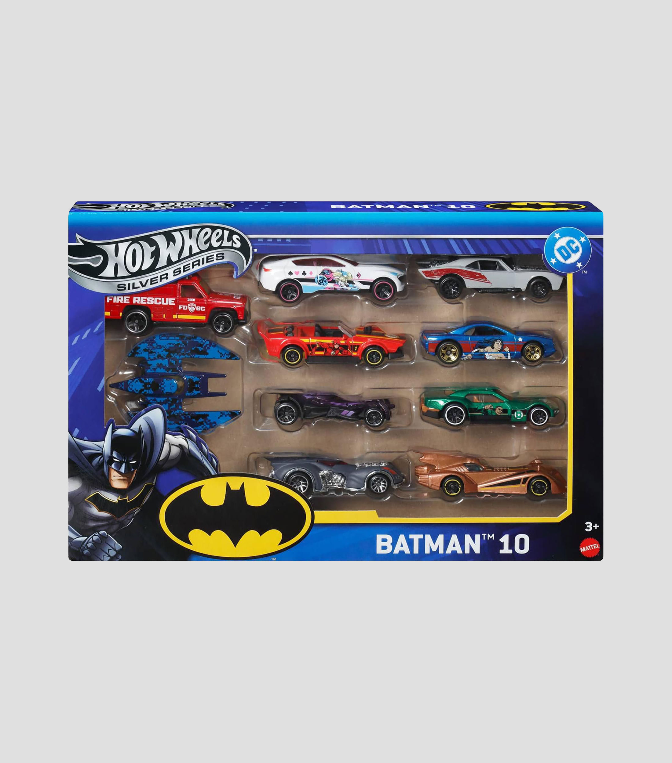 Paquete de 10 vehículos de colección Batman Silver Series