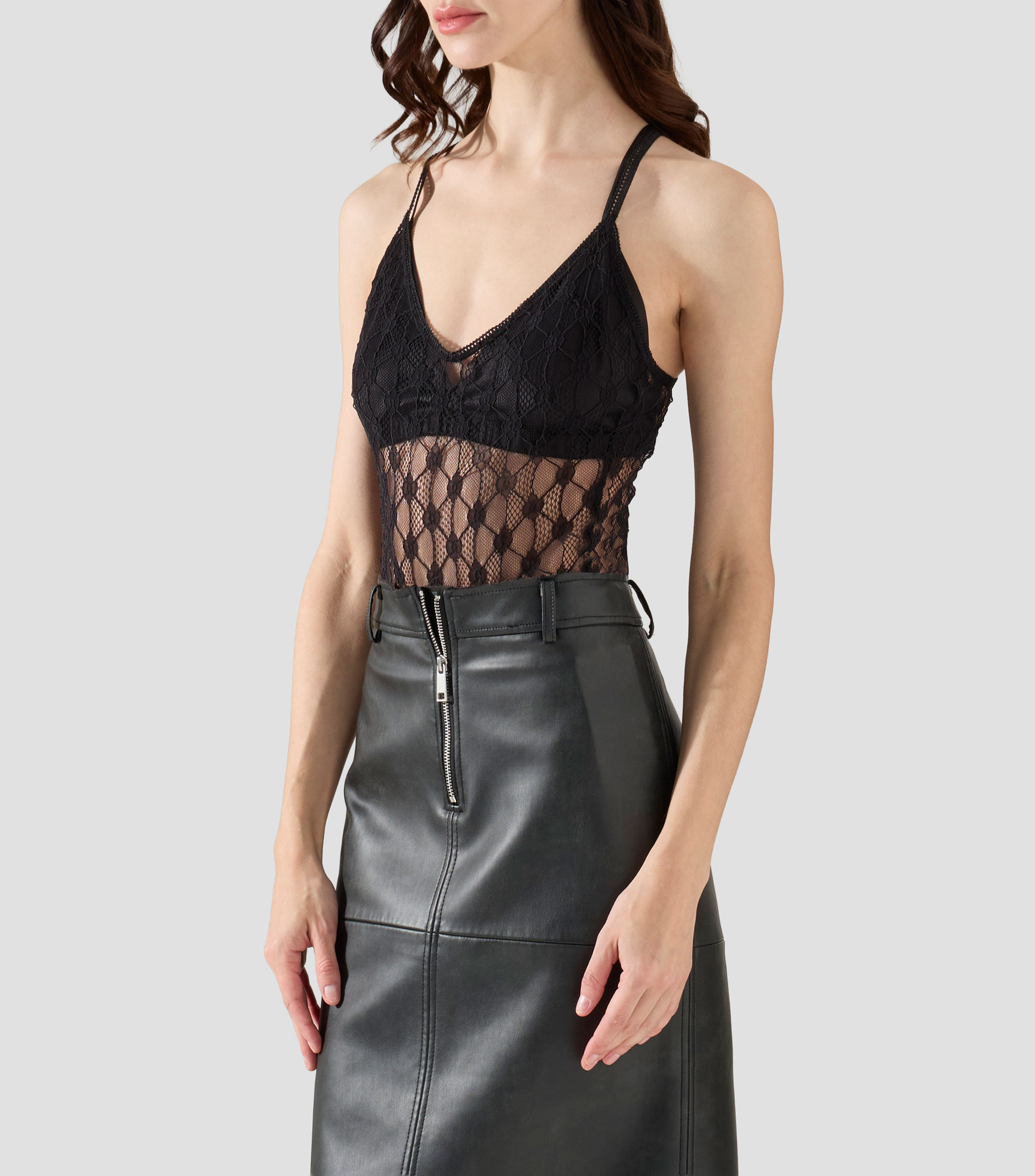 Body cuello V sin mangas liso Mujer