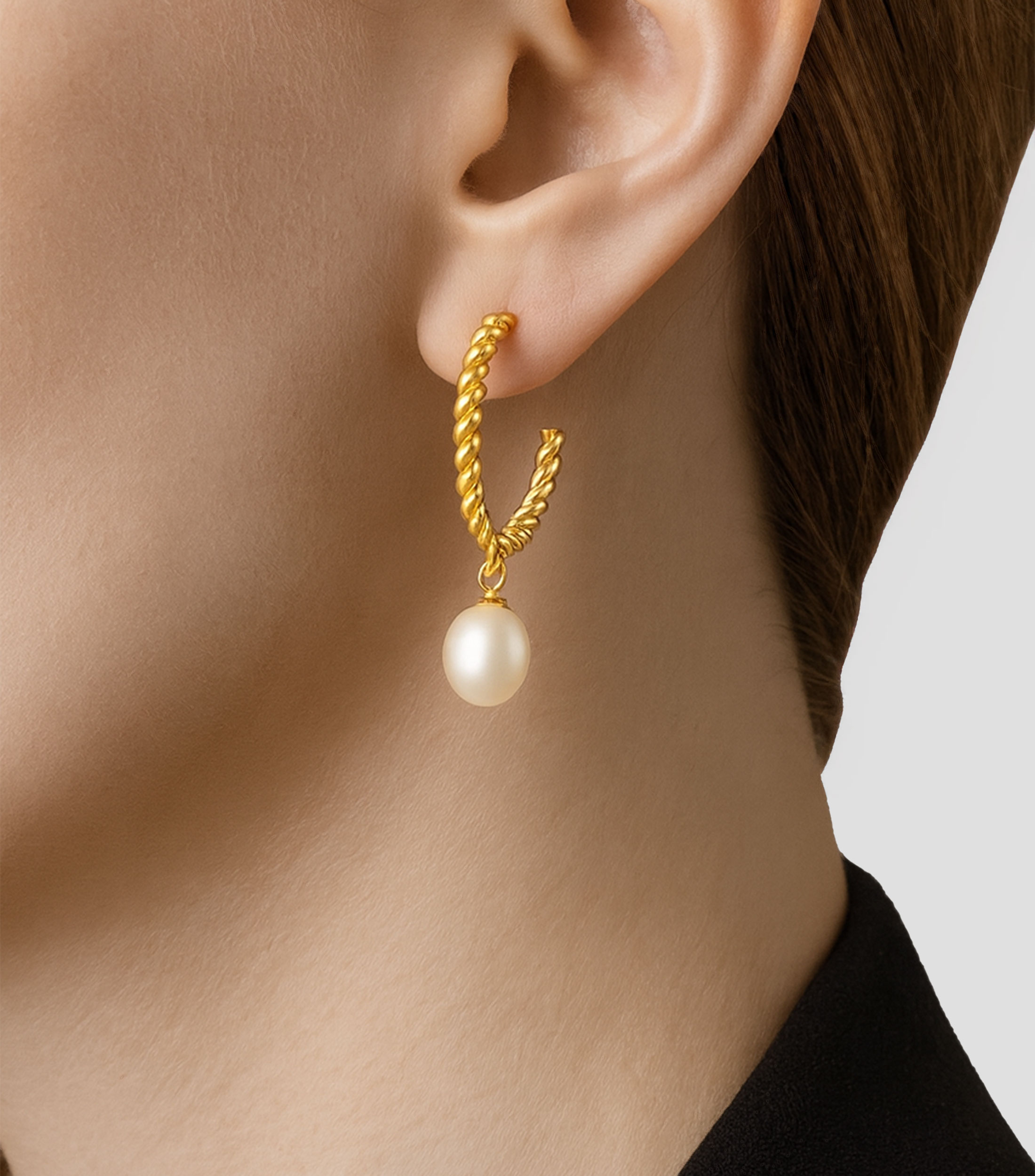 Aretes en plata .925 con perla Mujer