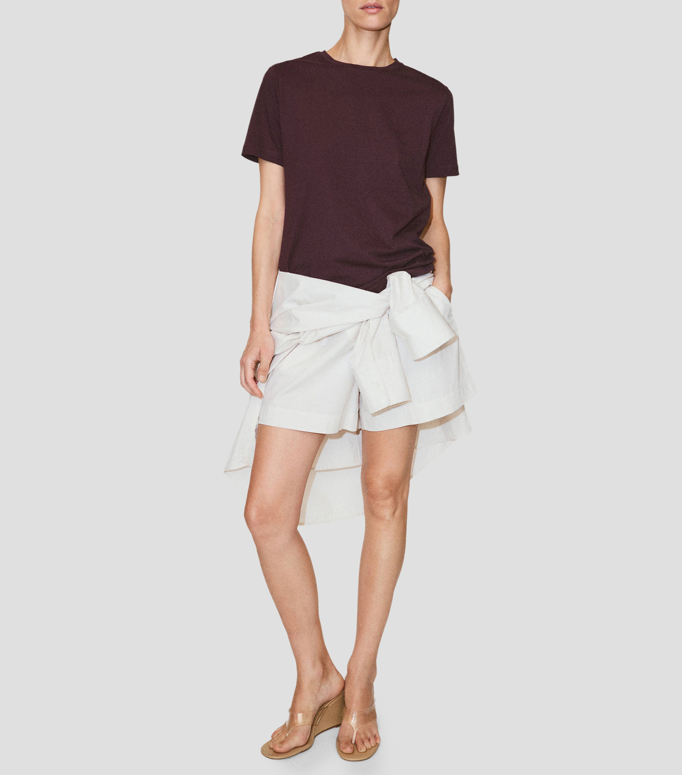Playera cuello redondo manga corta lisa Mujer