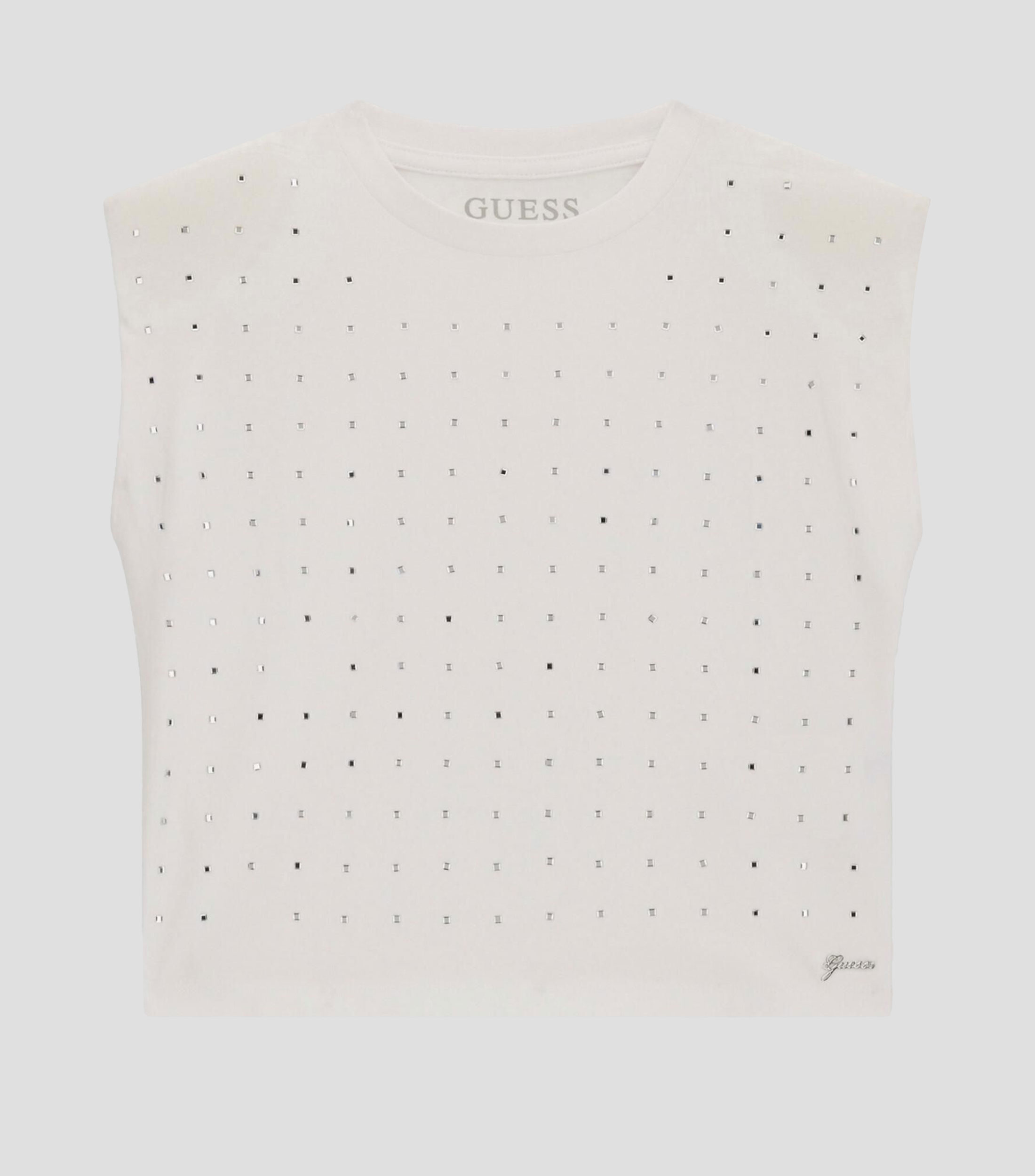 Playera cuello redondo sin mangas con microdiseños Niña