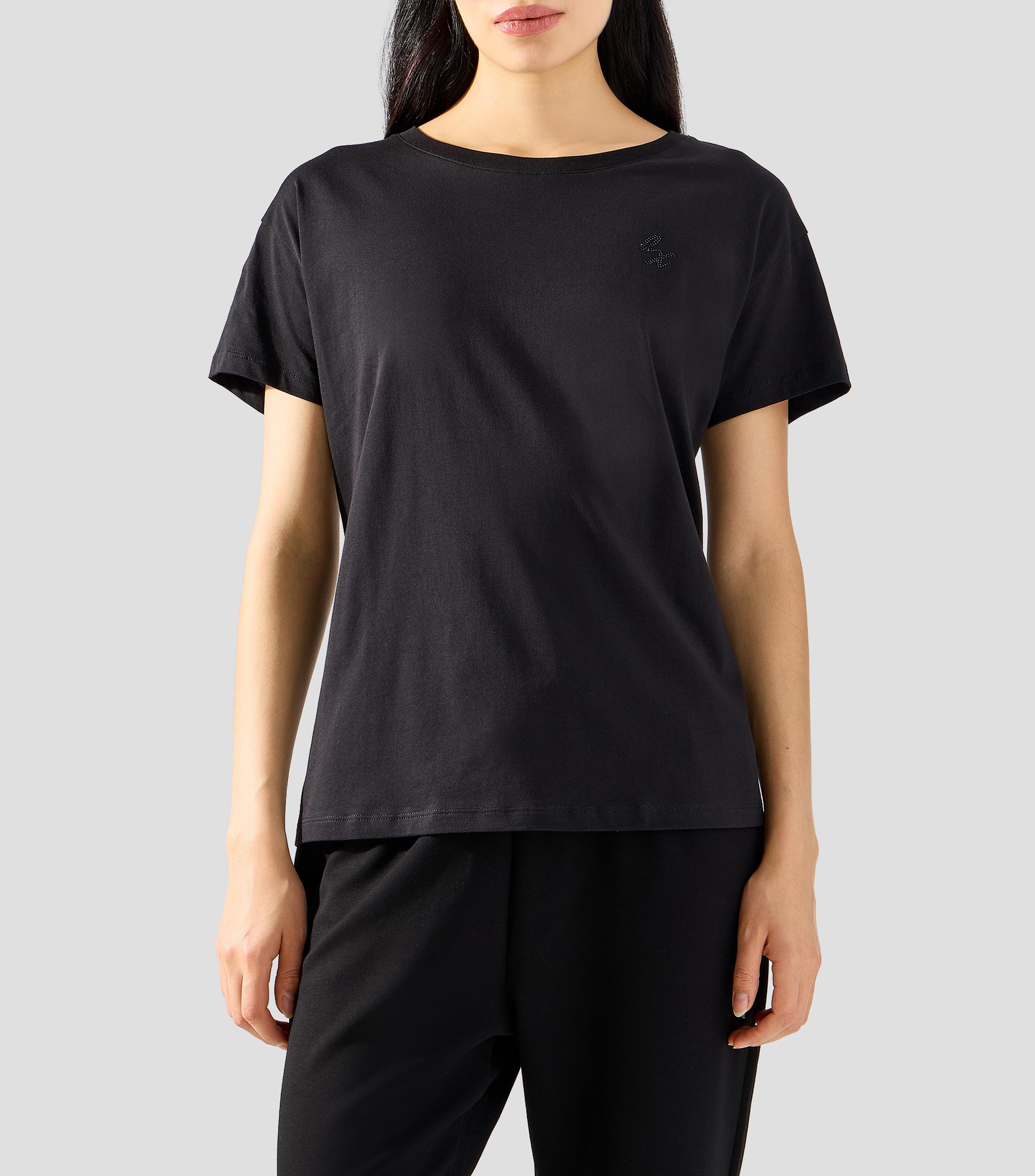 Playera cuello redondo manga corta lisa Mujer
