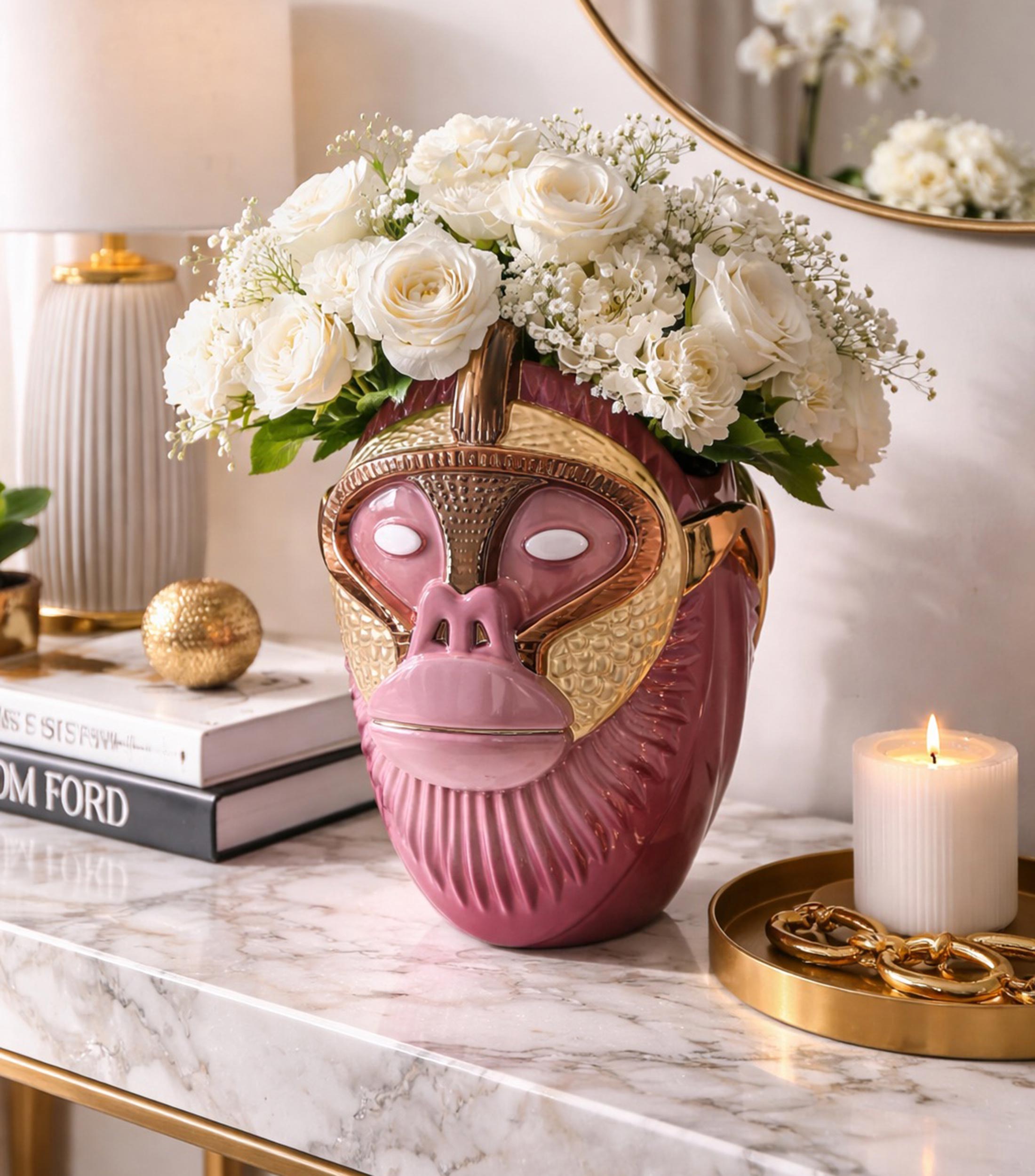 Jarrón decorativo Primate Kandti en cerámica