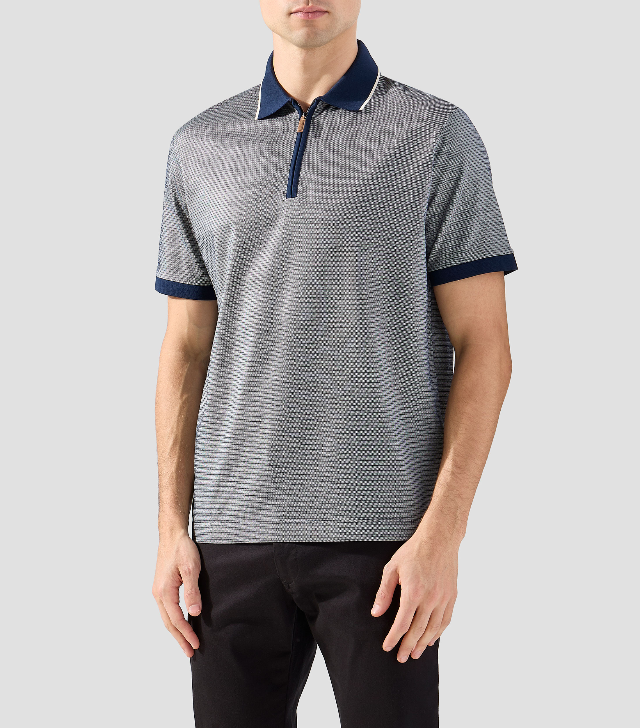 Playera tipo polo con manga corta jaspeada Hombre
