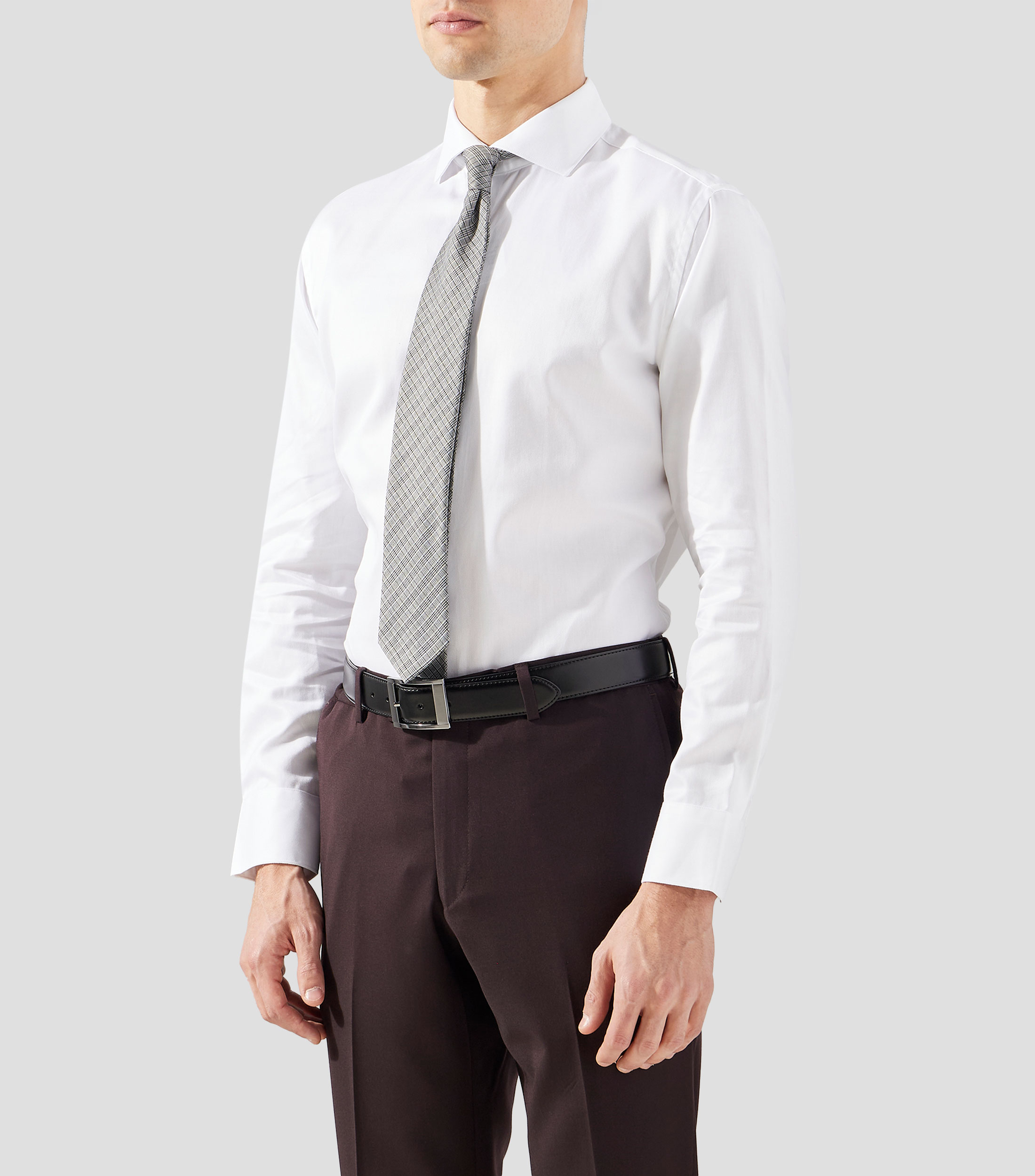 Camisa de vestir con microdiseno manga larga Hombre