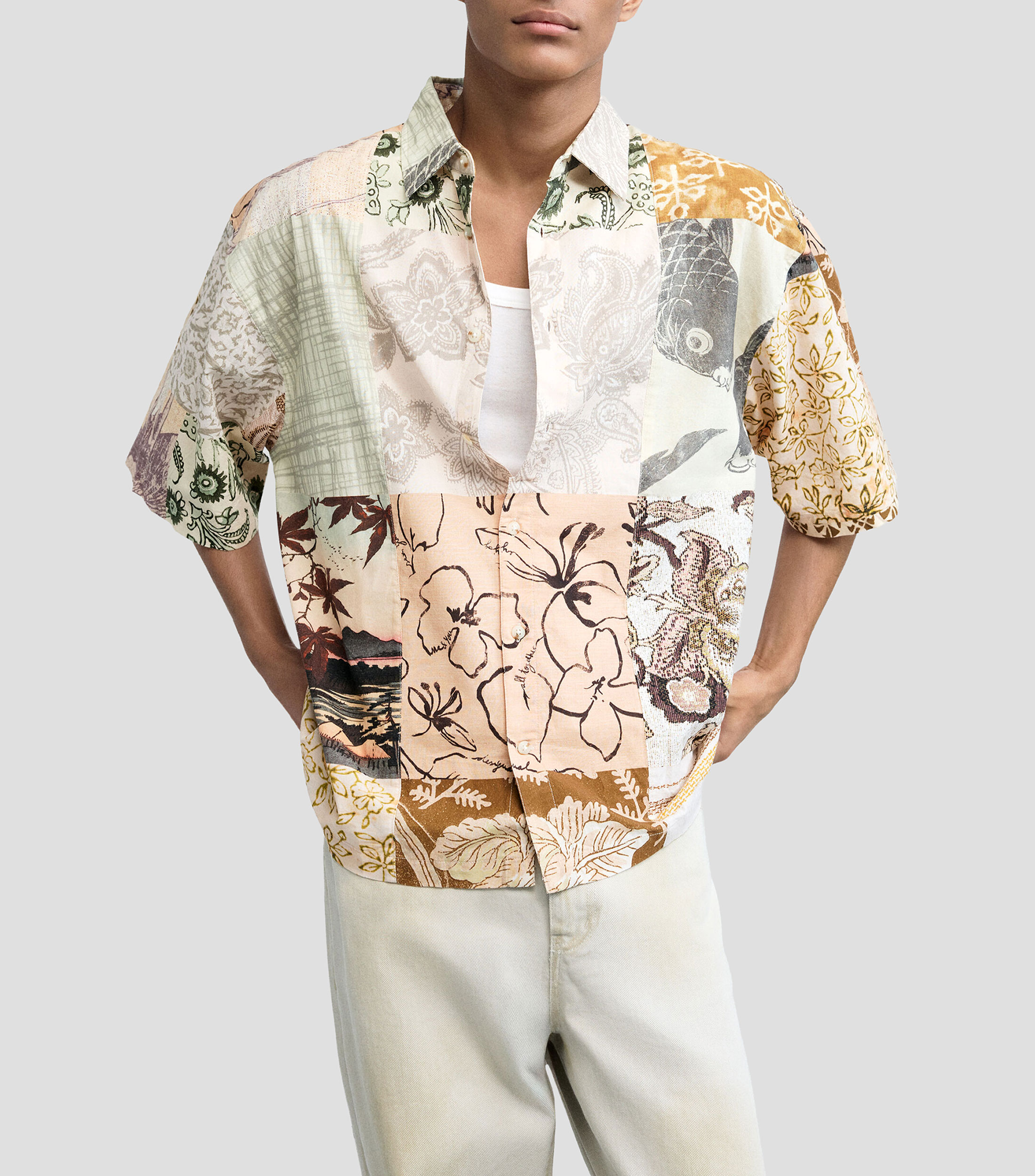 Camisa estampada manga corta Hombre