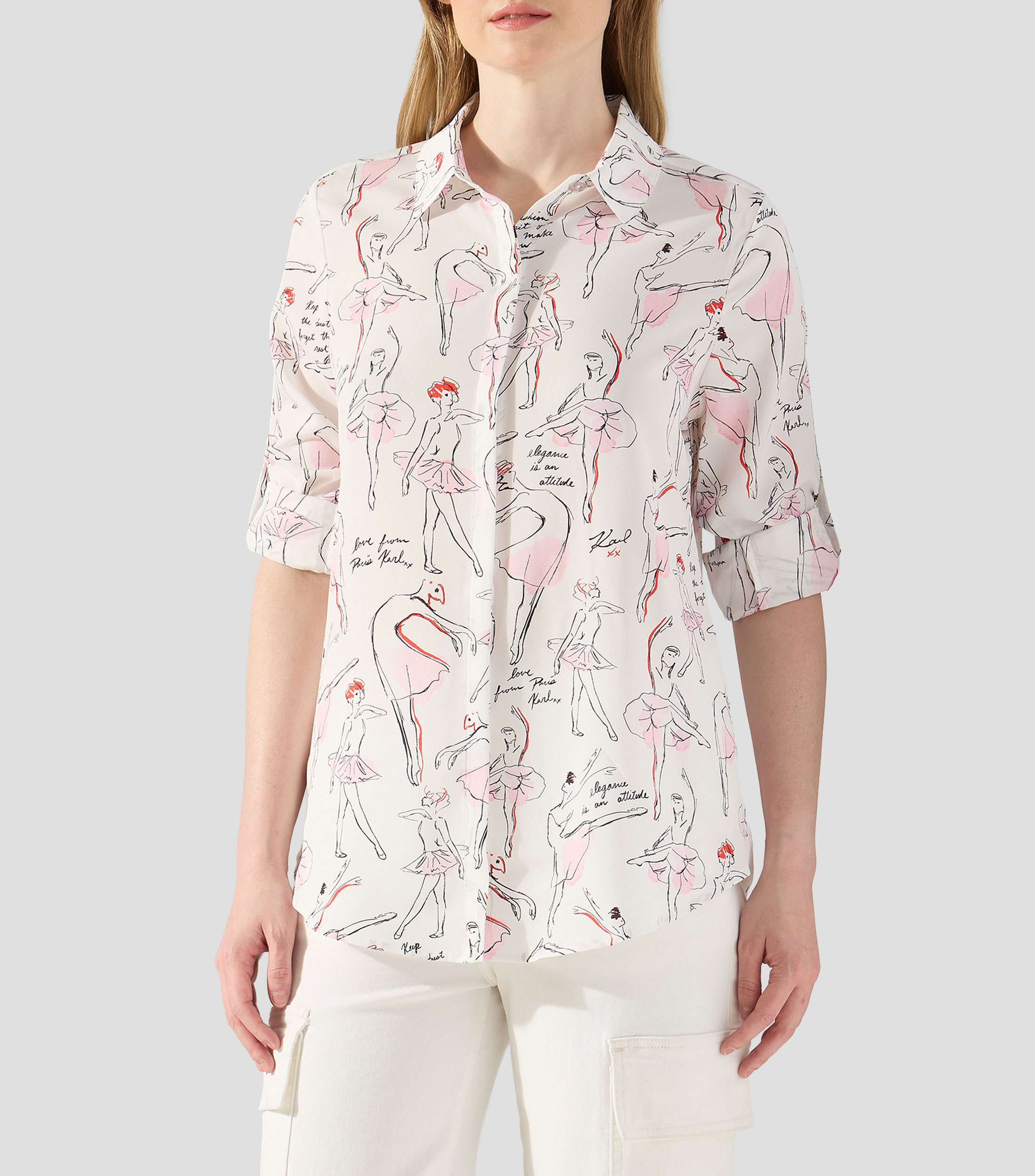 Camisa estampada con manga larga Mujer