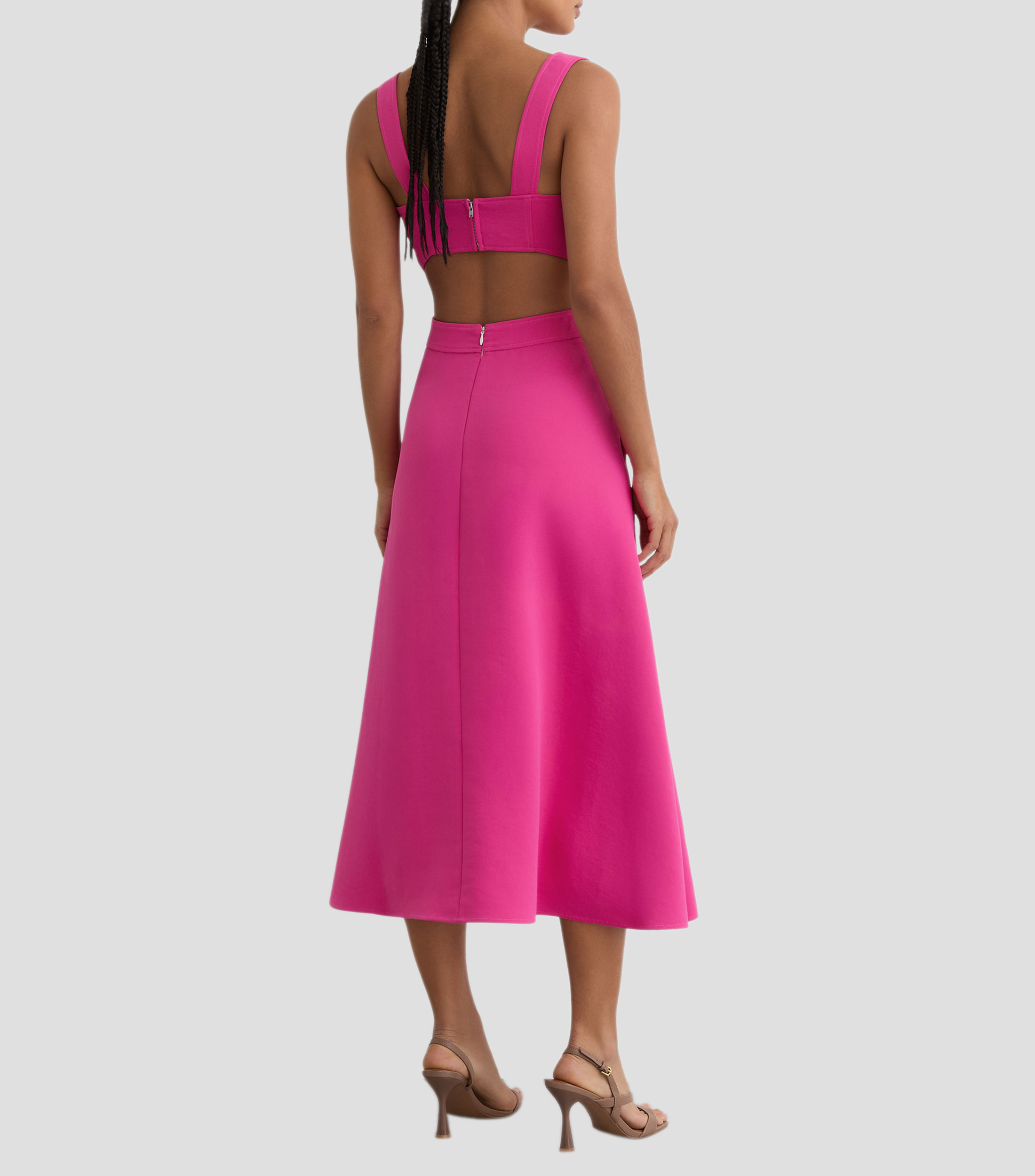 Vestido midi liso Mujer