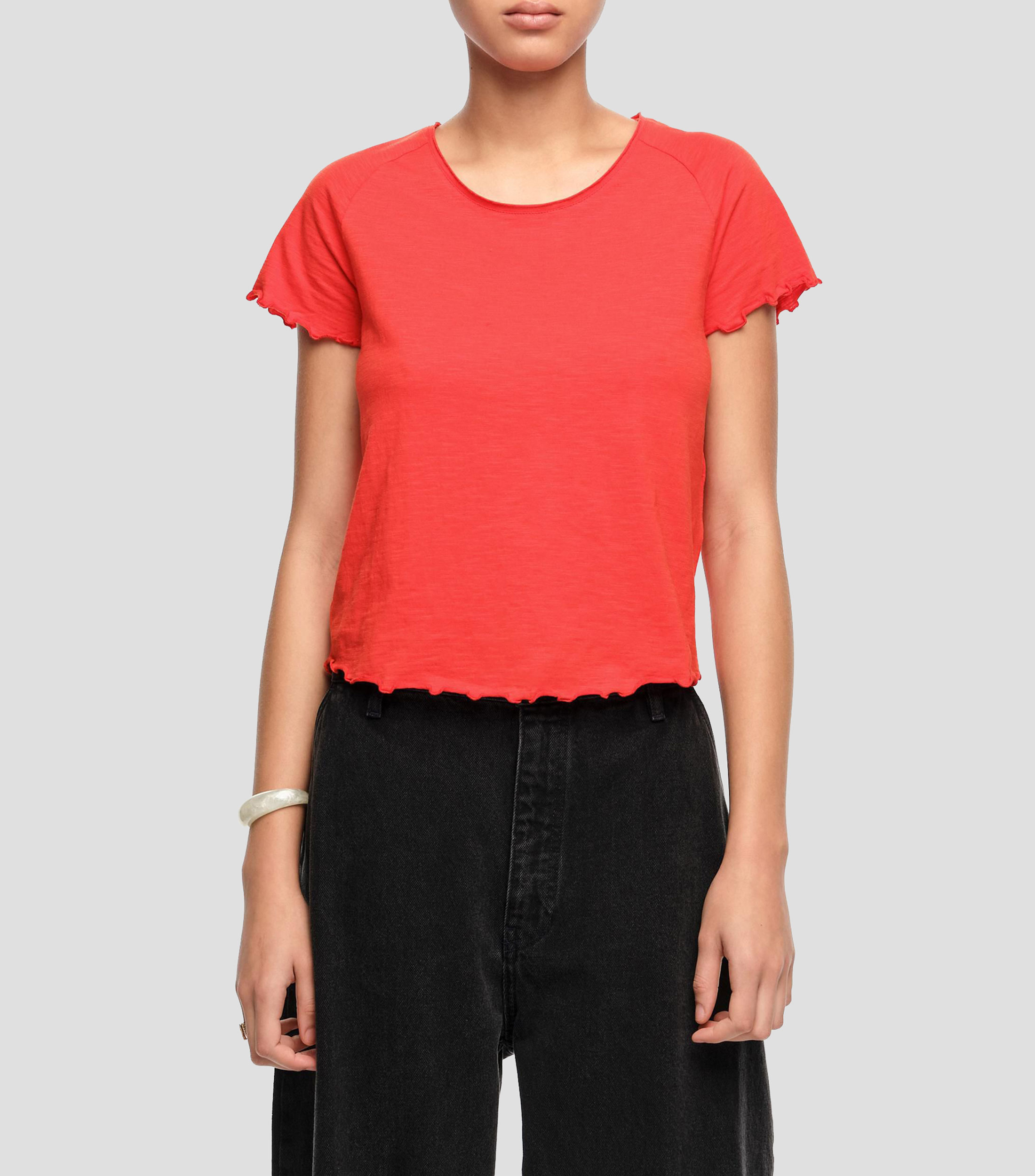 Playera ajustada ranglán rojo Mujer