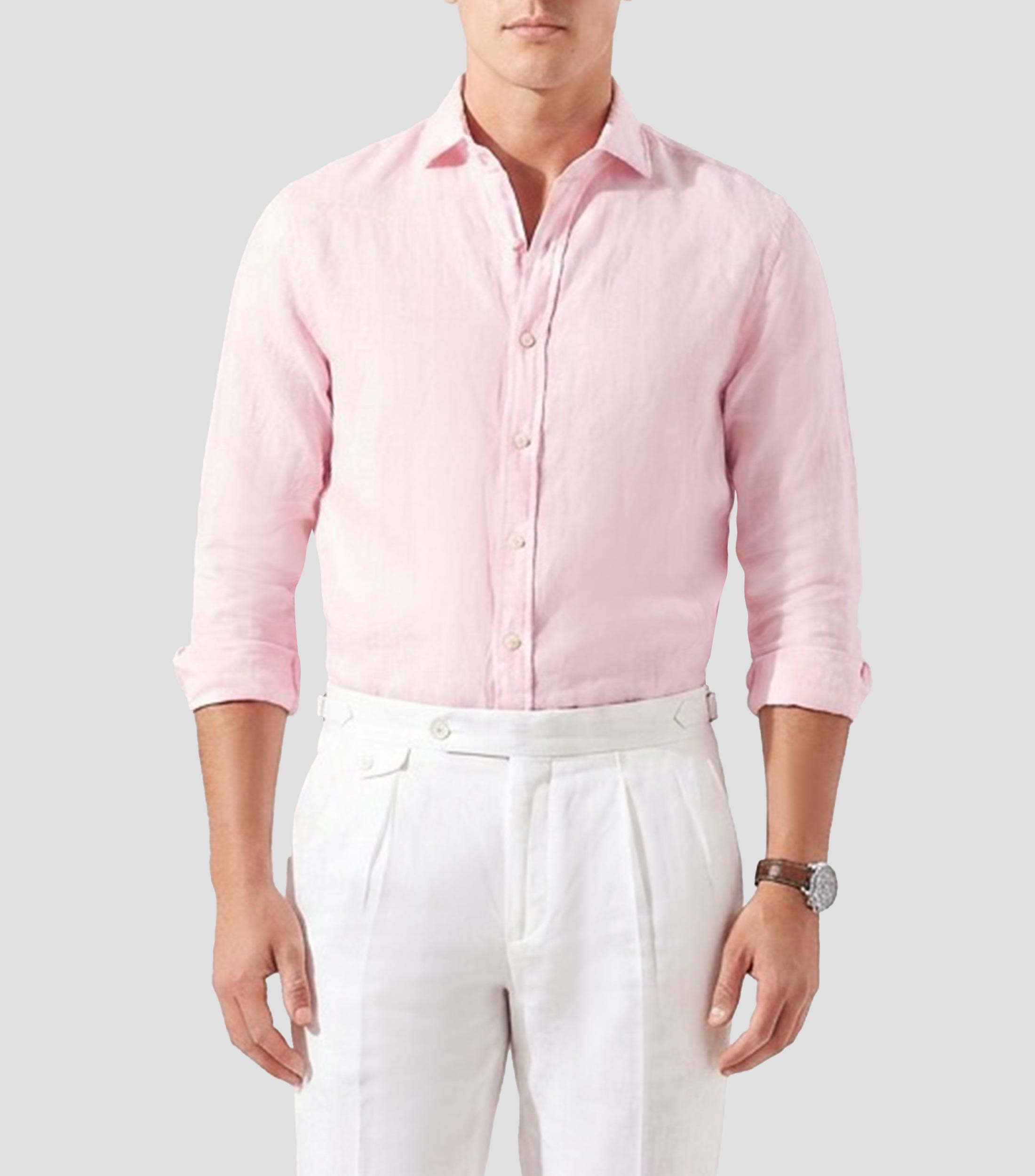 Camisa lisa manga larga Hombre