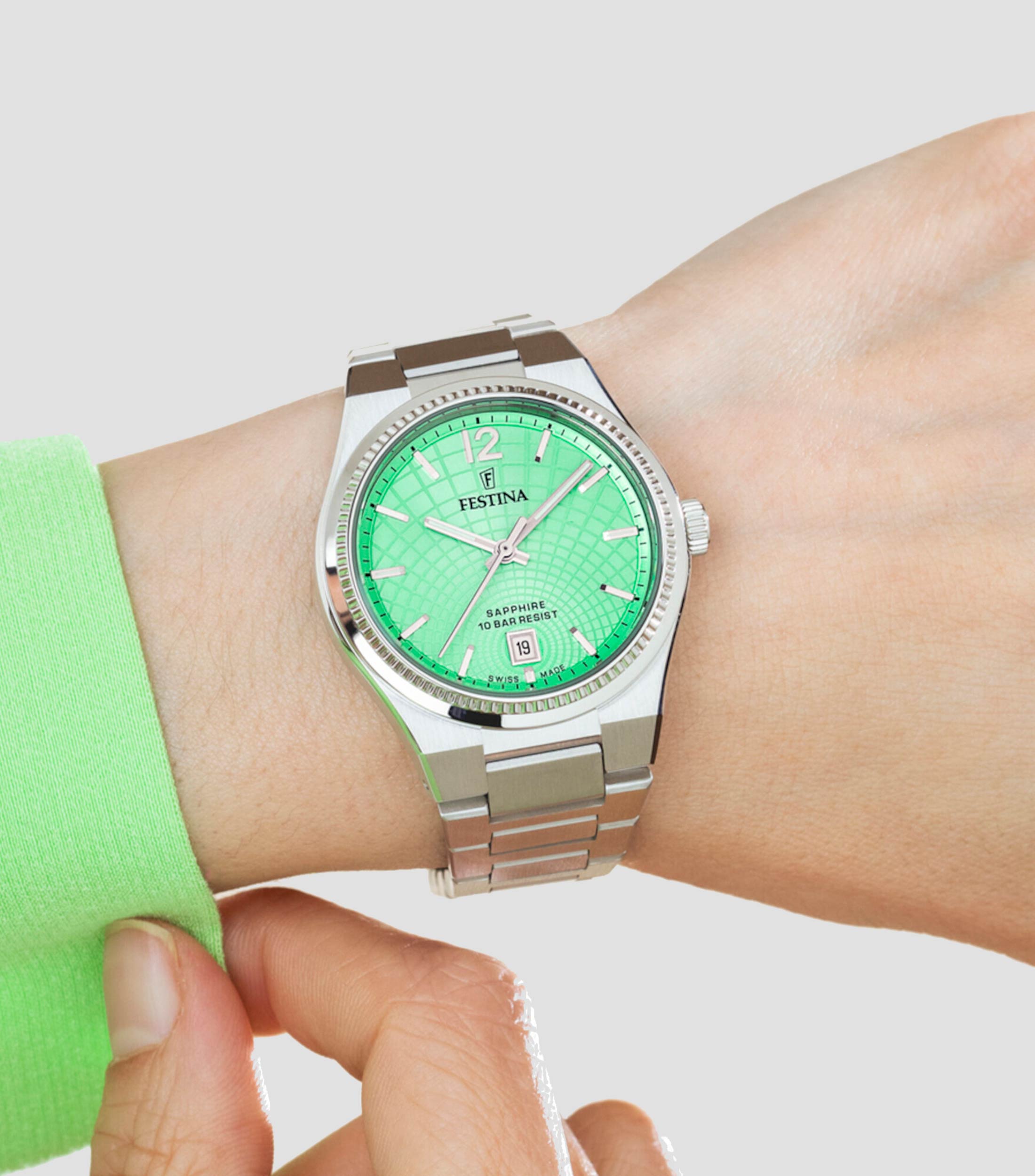 Reloj para Mujer casual plateado, verde