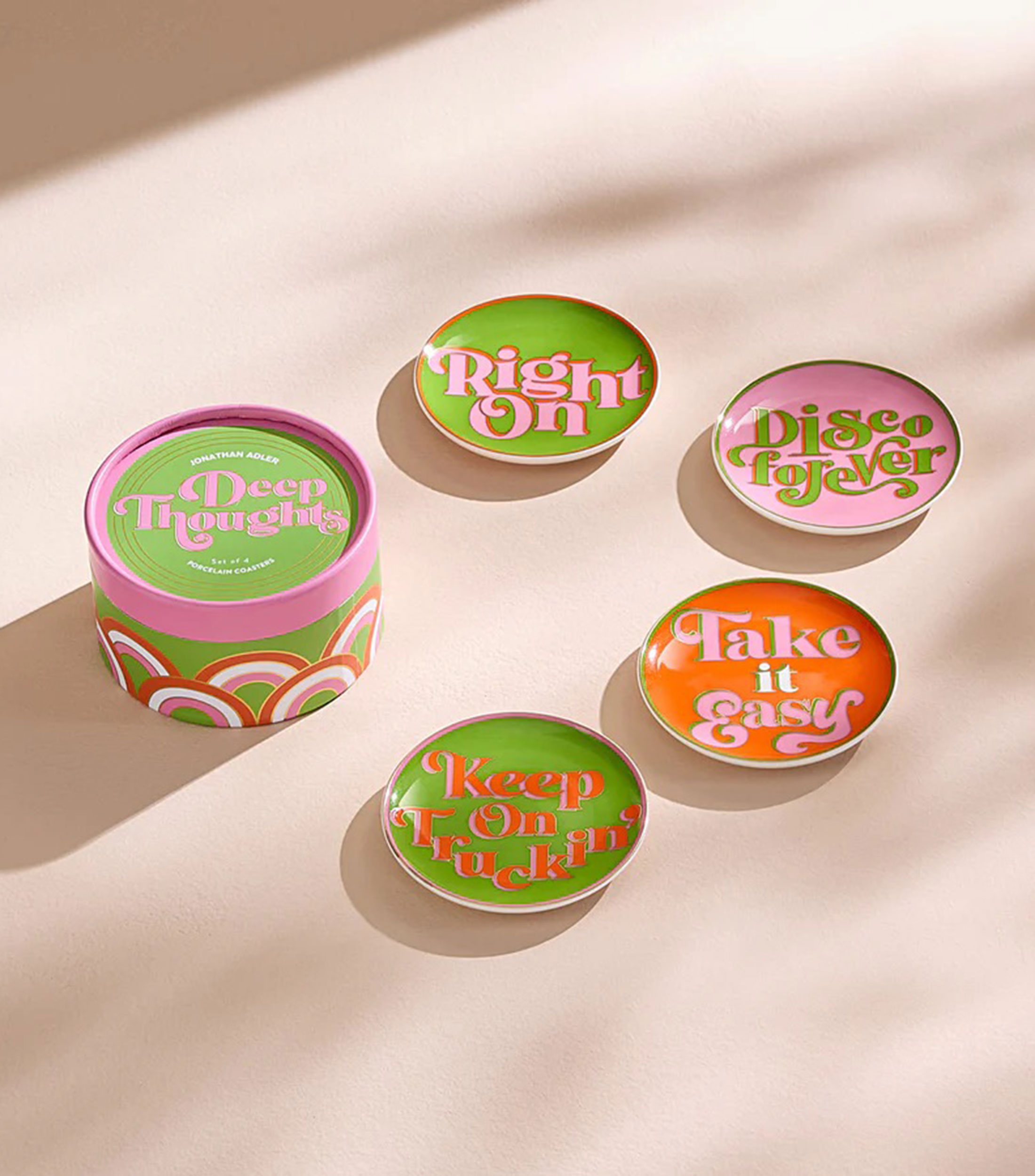 Set 4 portavasos Deep Thoughts multicolor