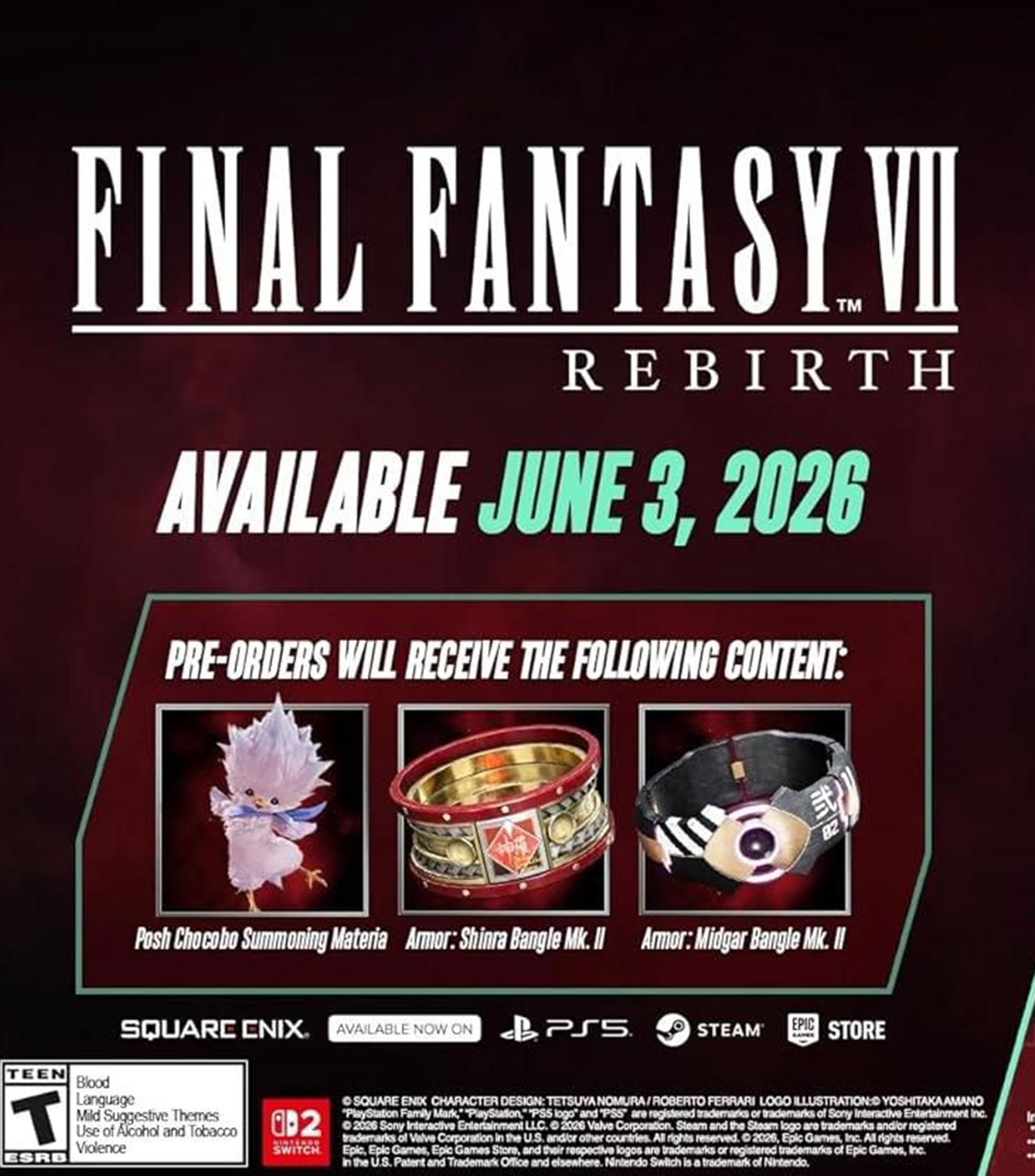 Final Fantasy VII Rebirth Day One Edition Nintendo Switch 2