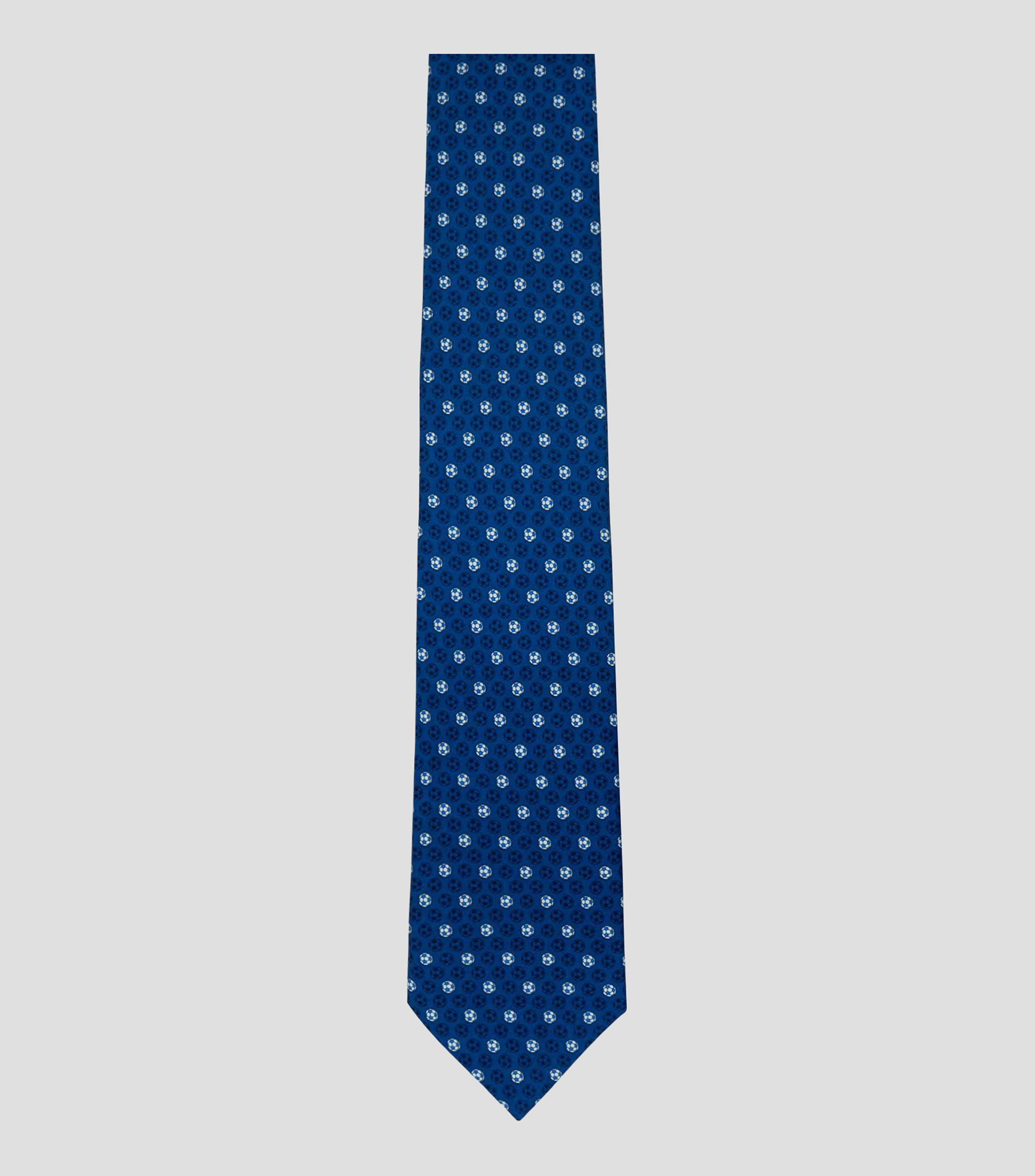 Corbata ancha en seda azul marino estampada