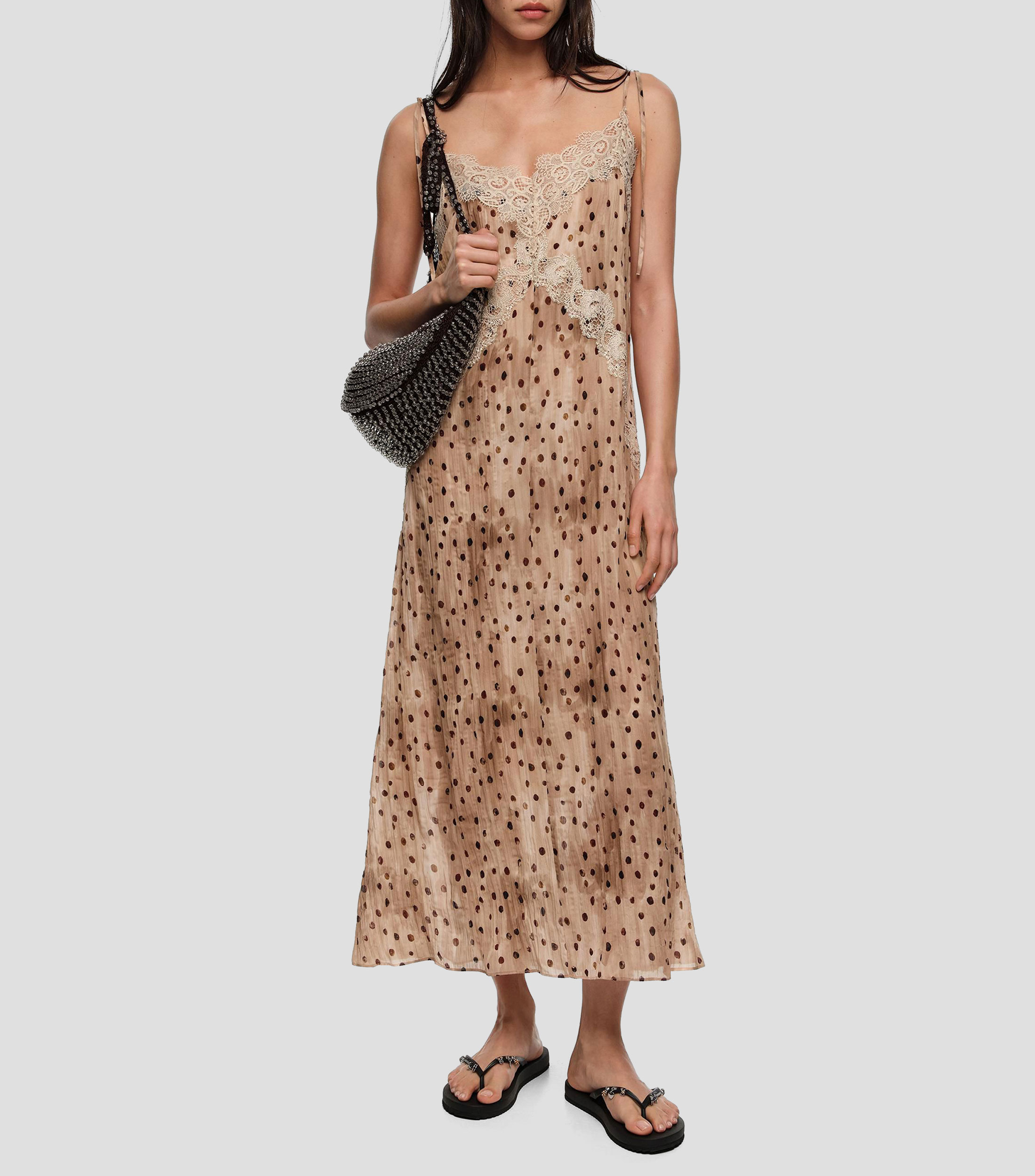 Vestido plisado encaje watercolor Dots Mujer