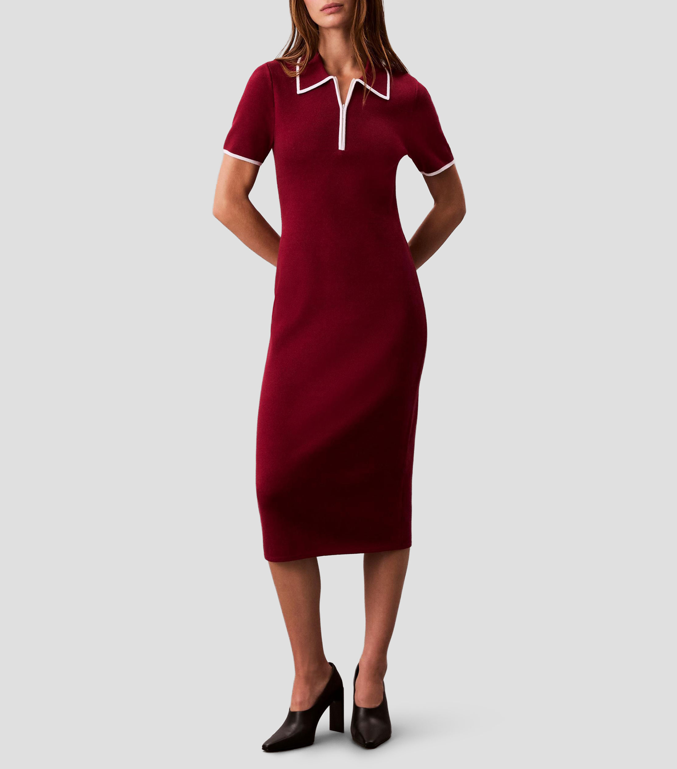 Vestido midi liso Mujer