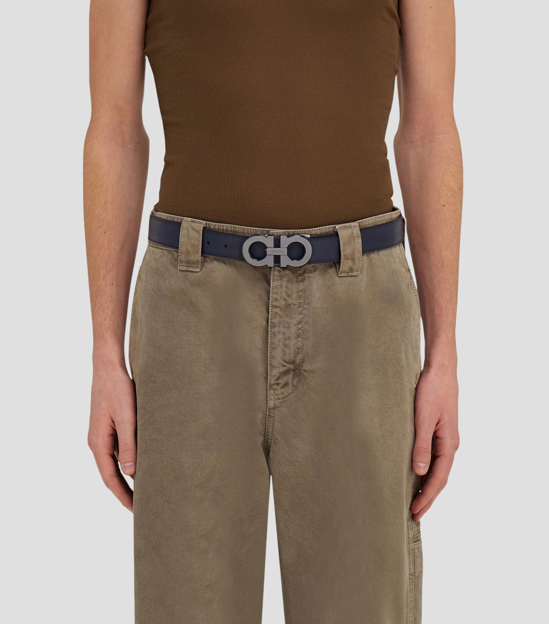 Cinturón reversible y ajustable Gancini Hombre