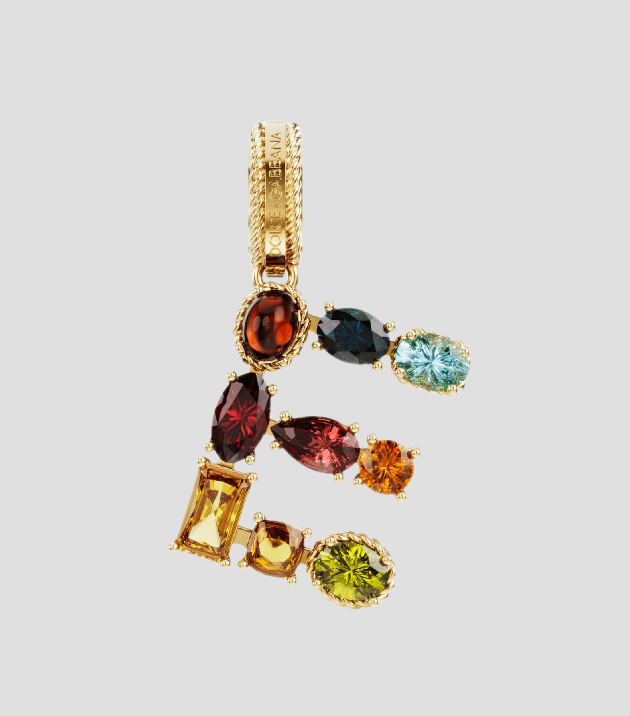 Charm Mini Letra E en Oro de 18 Kilates con gemas naturales Mujer