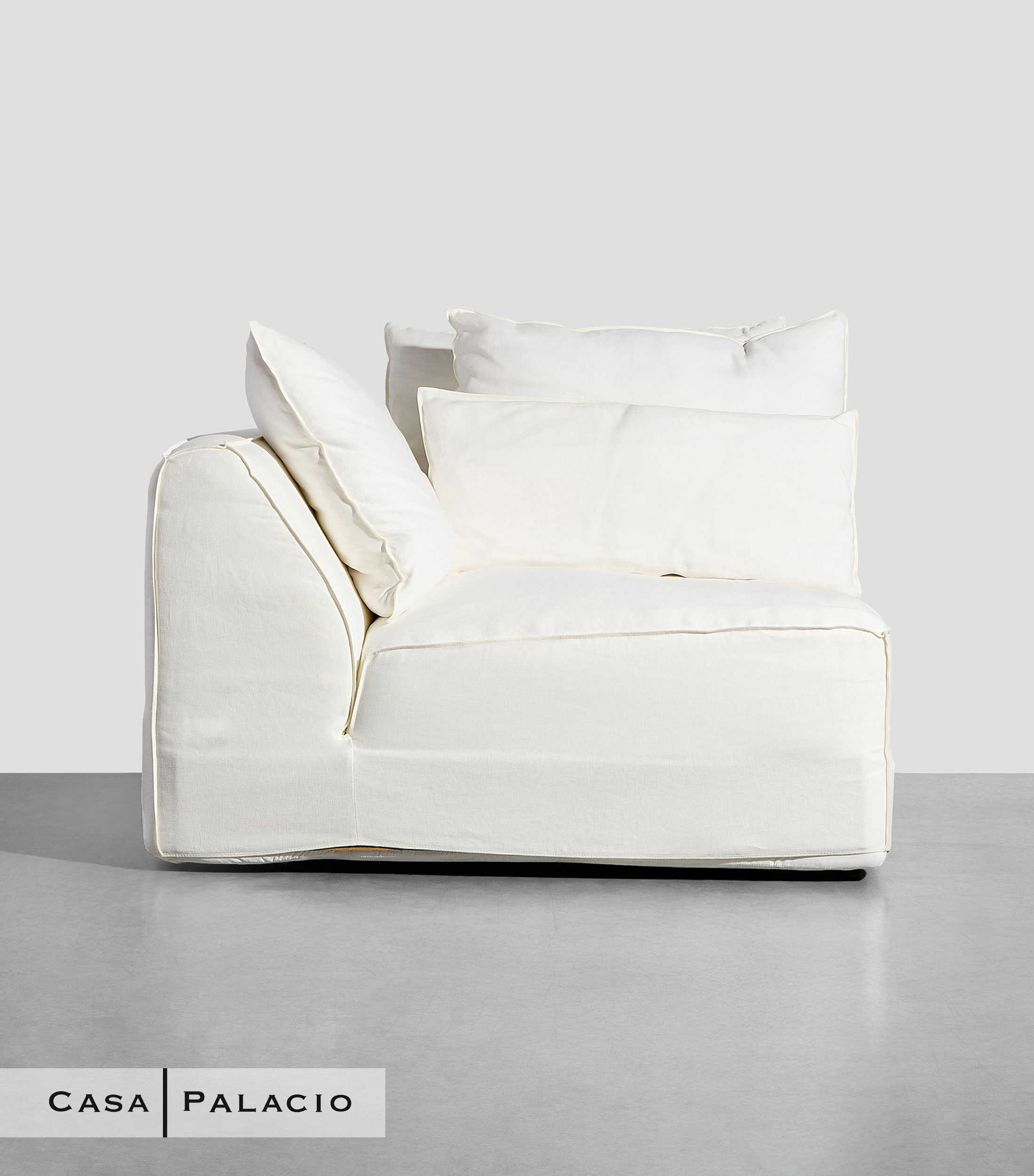 Sillón modular en tela lino blanco