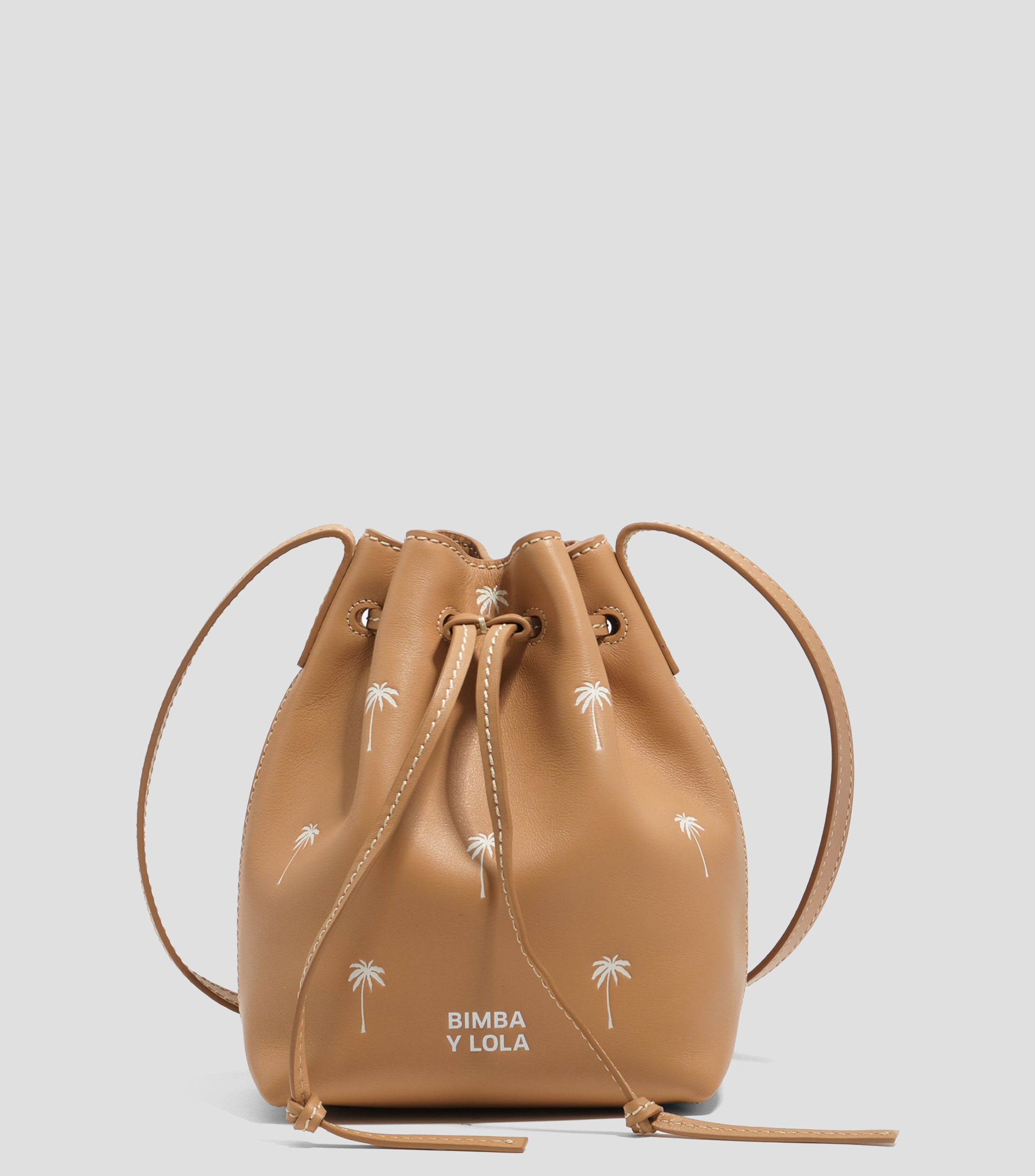 Bolsa bucket pequeña piel avellana Mujer