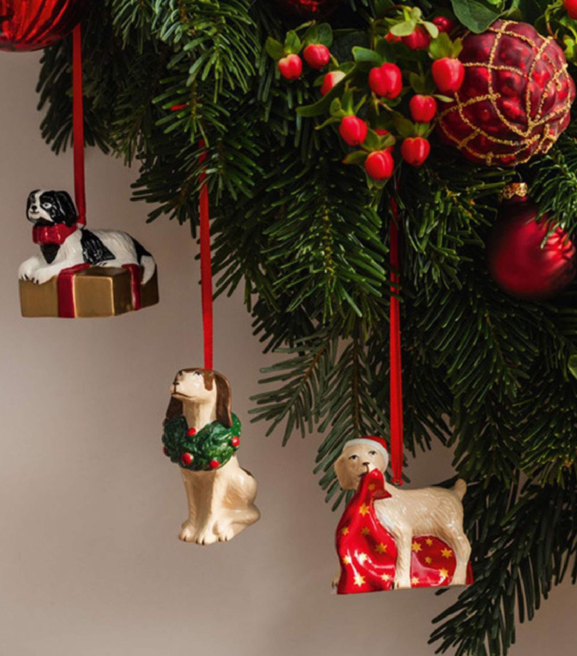 Set 3 Ornamentos de Perros Nostalgic en Porcelana