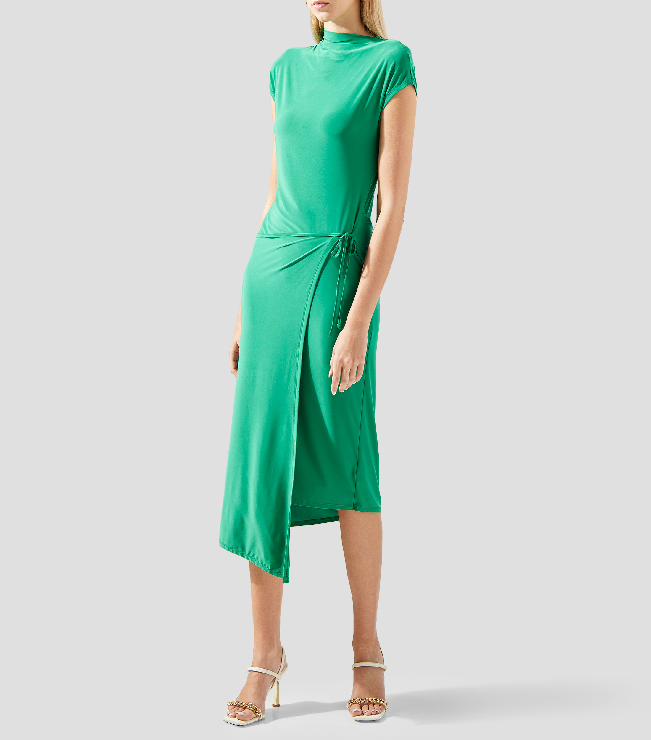 Vestido midi liso sin mangas Mujer