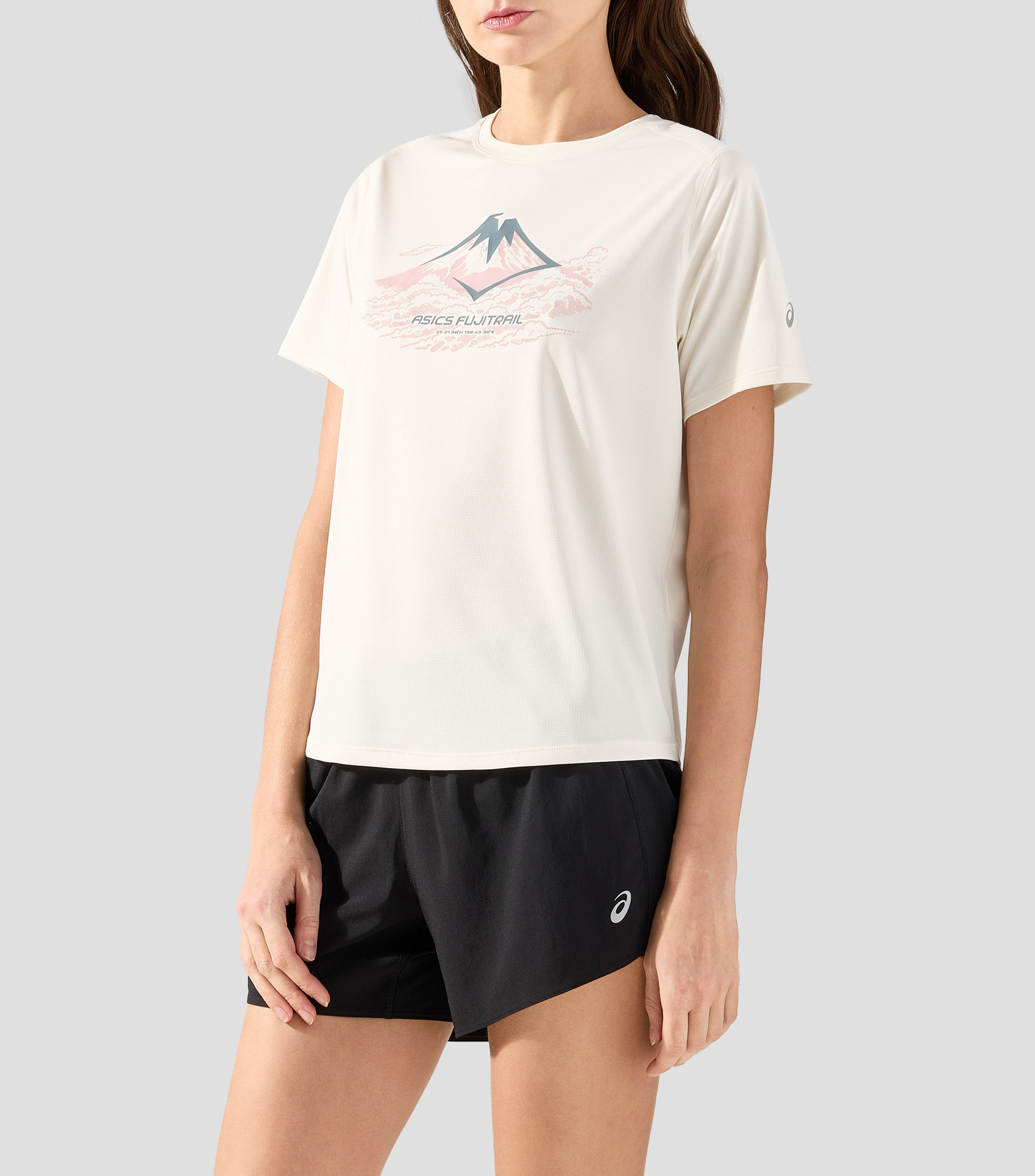 Playera para correr cuello redondo manga corta estampada Mujer
