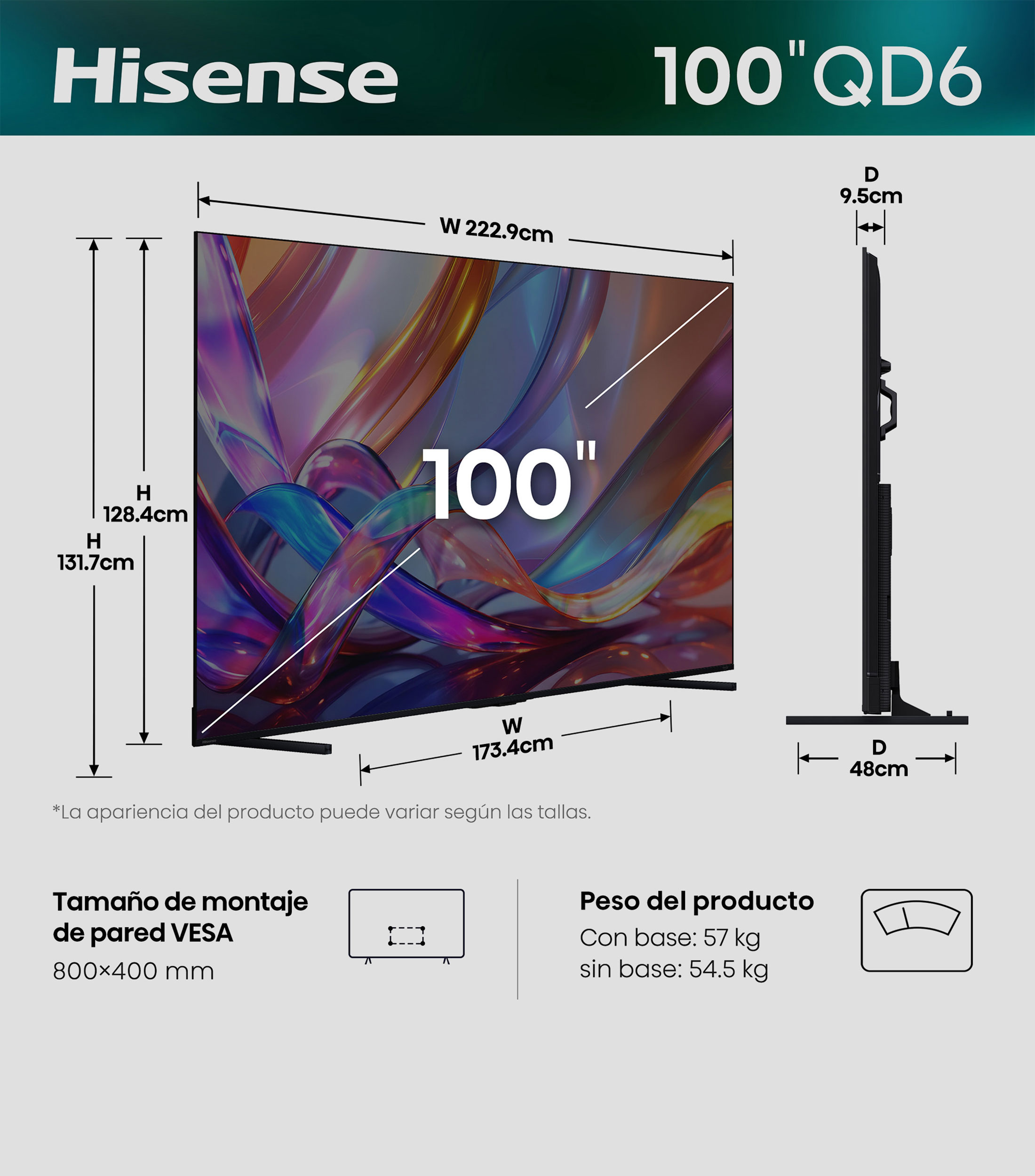 Pantalla 100 Pulgadas Plana Hi-QLED 4K 100QD6SFM