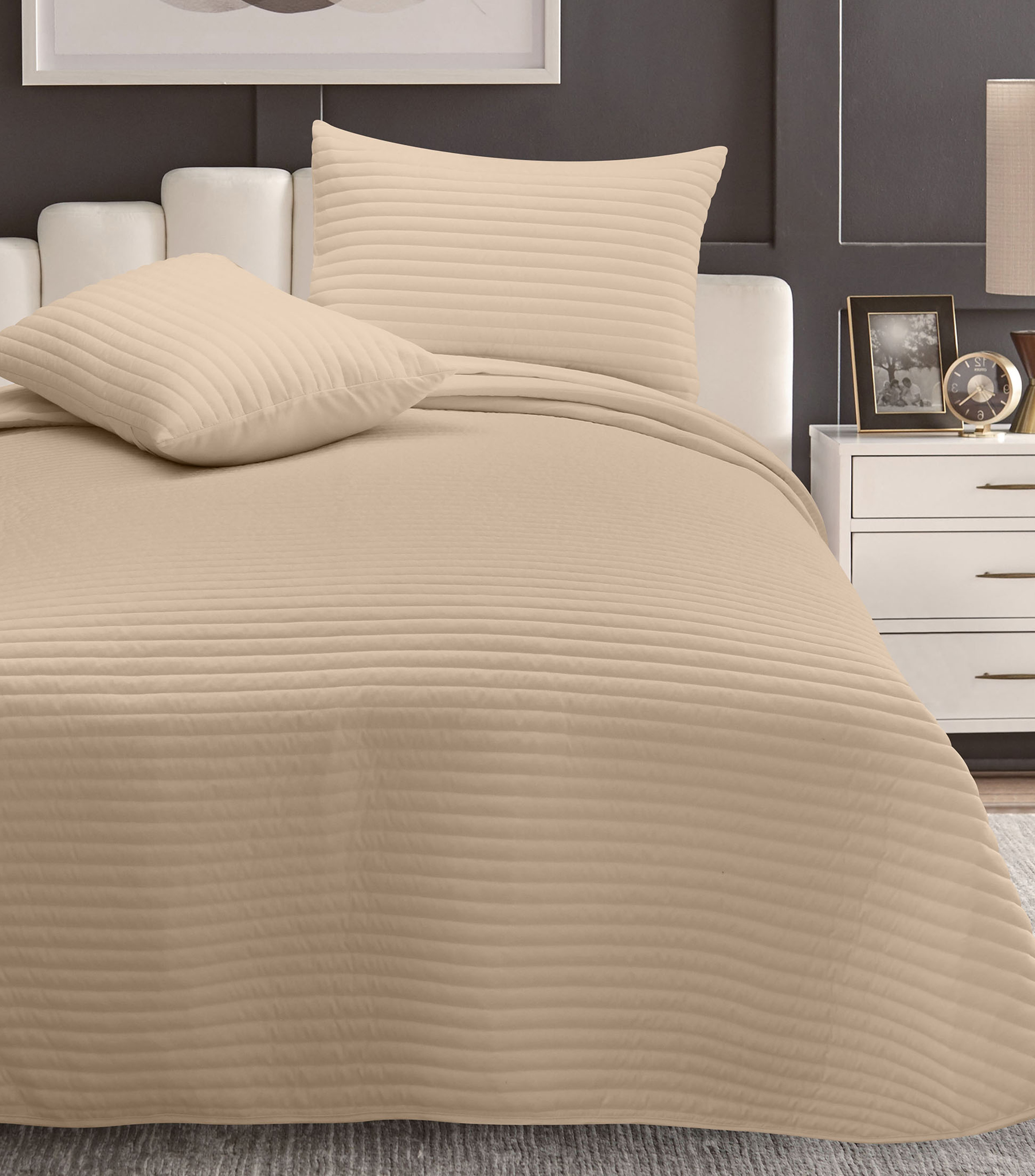 Microfibra Set De Colcha Ind Beige
