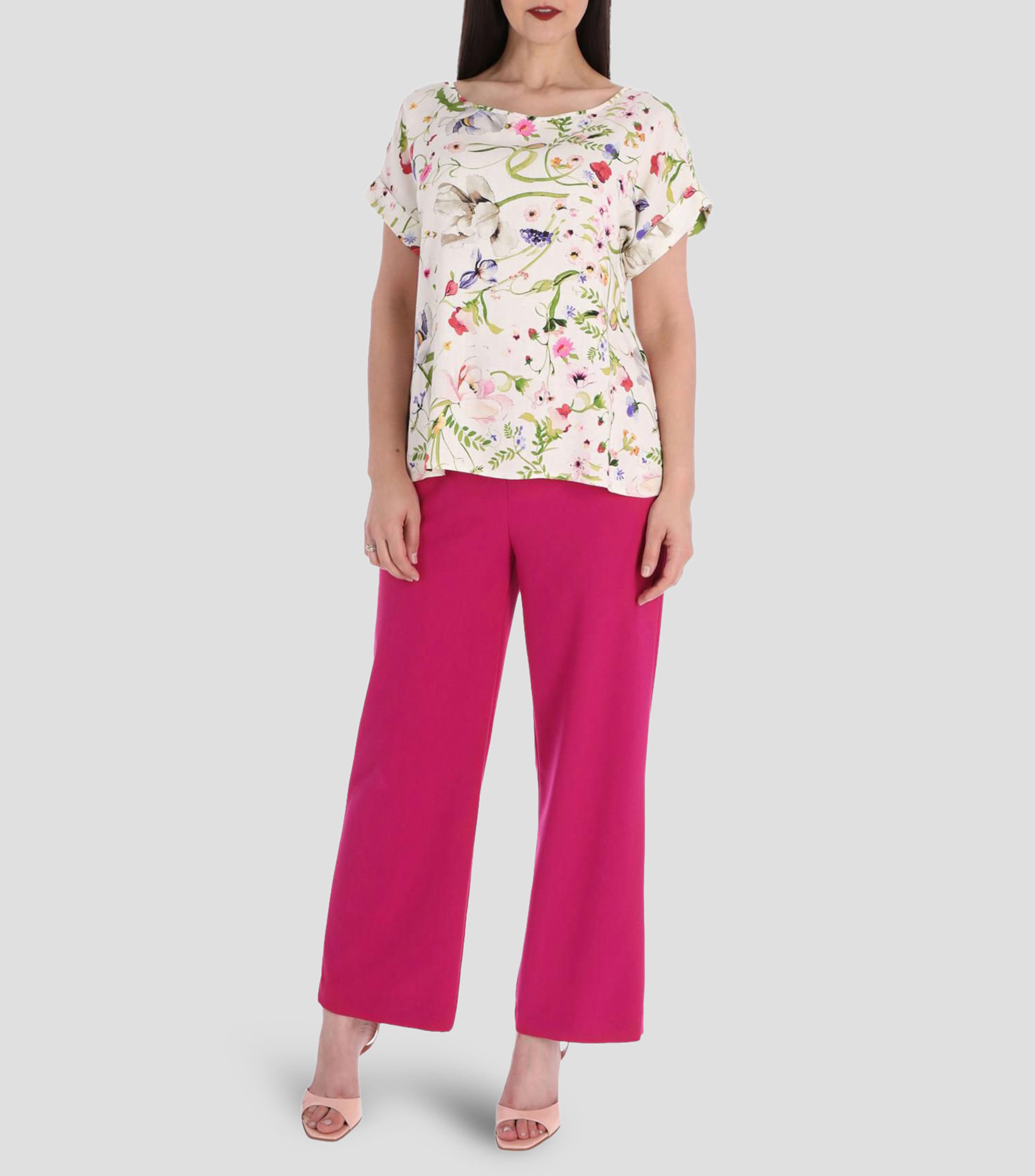 Blusa estampada manga corta Línea Petite Mujer