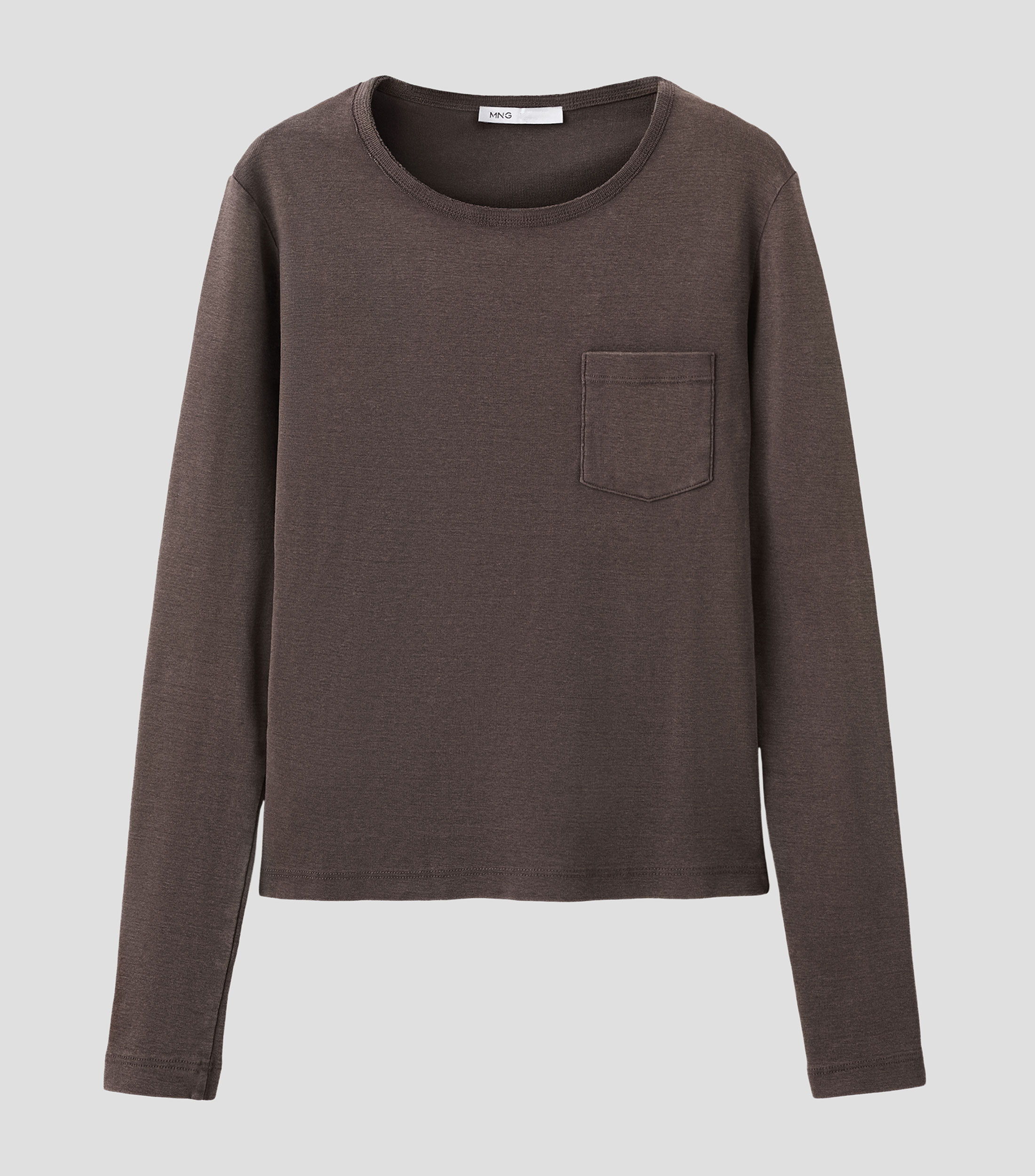 Playera cuello redondo manga larga lisa Mujer
