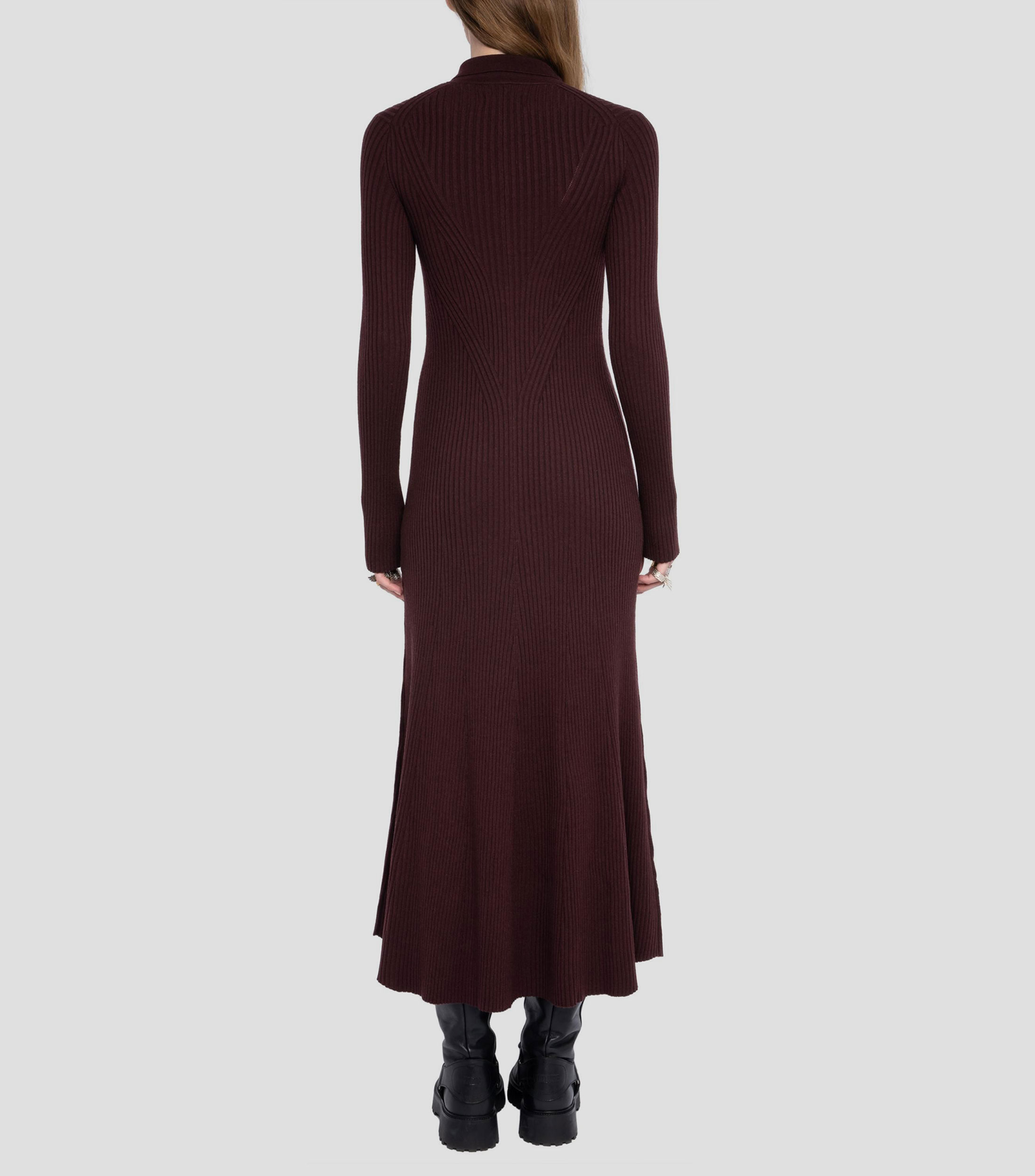Vestido largo manga larga liso Mujer