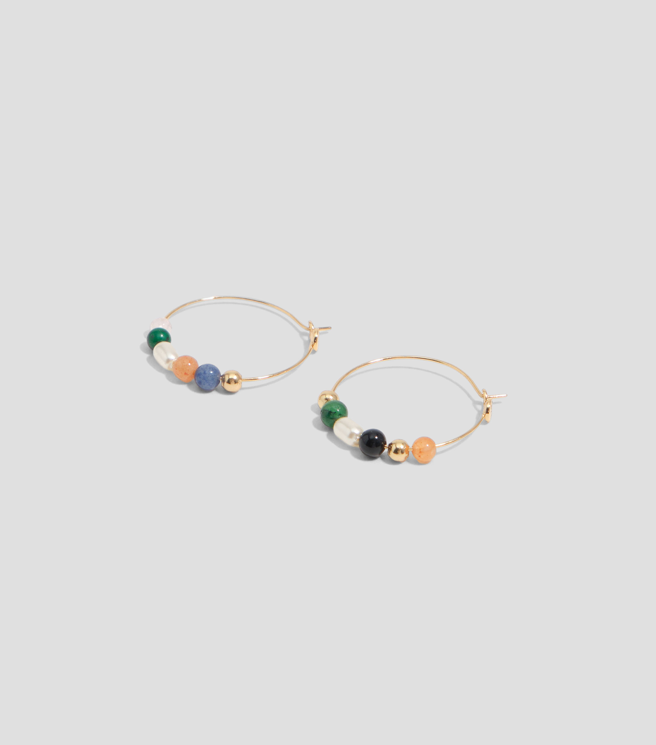 Pendientes aro piedras y perlas Mujer