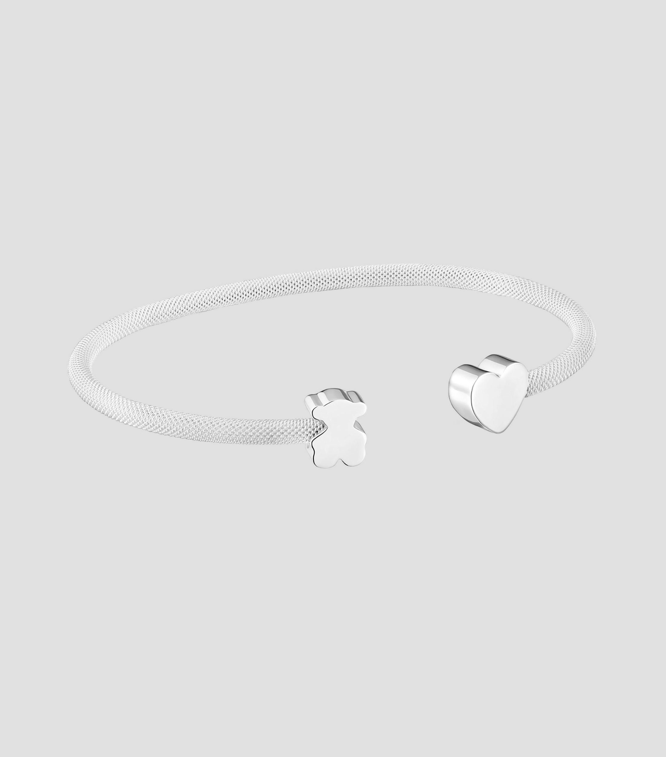 Pulsera en plata .925 motivos oso y corazón Icon Mesh Mujer