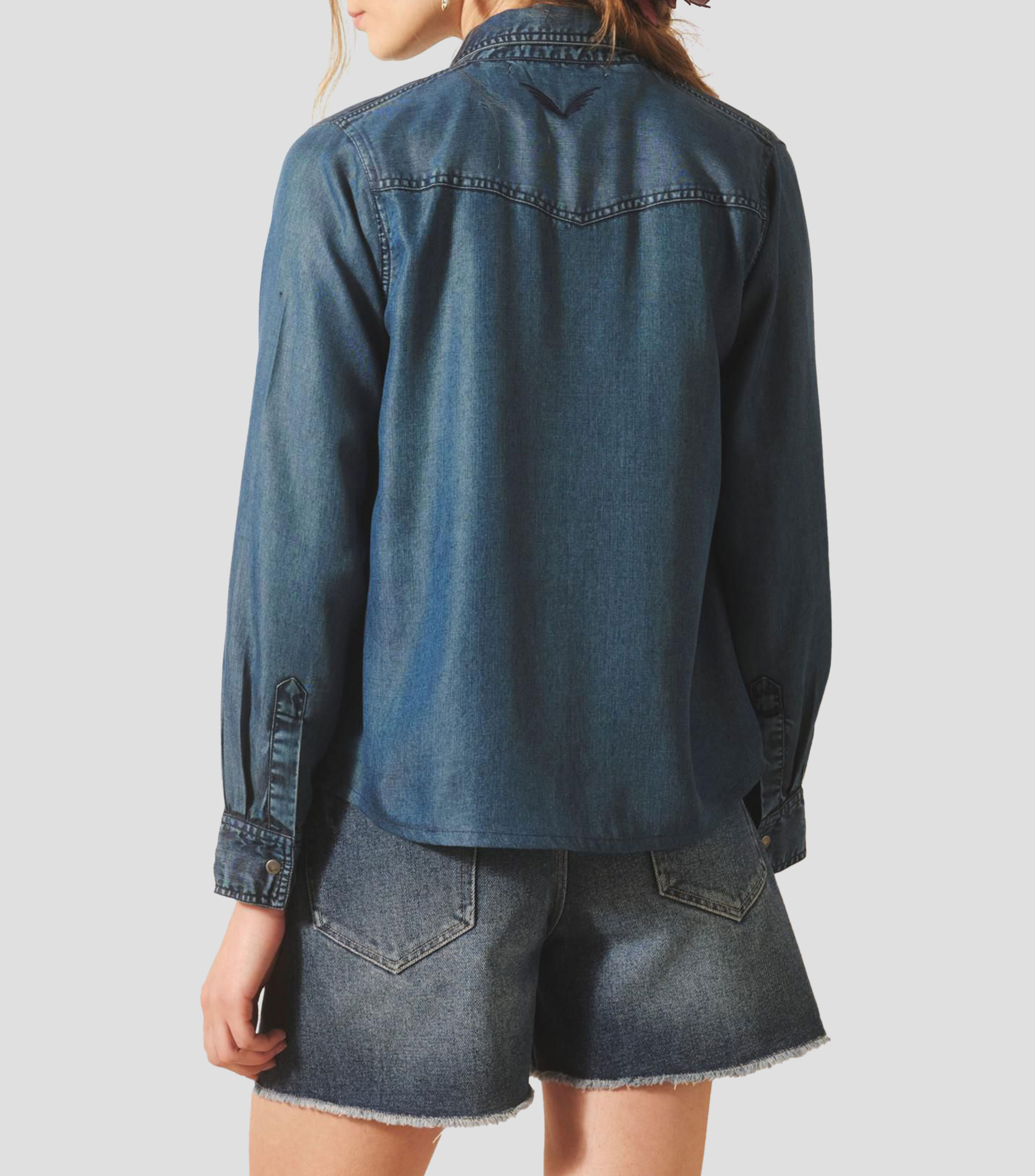 Camisa lisa manga larga Mujer