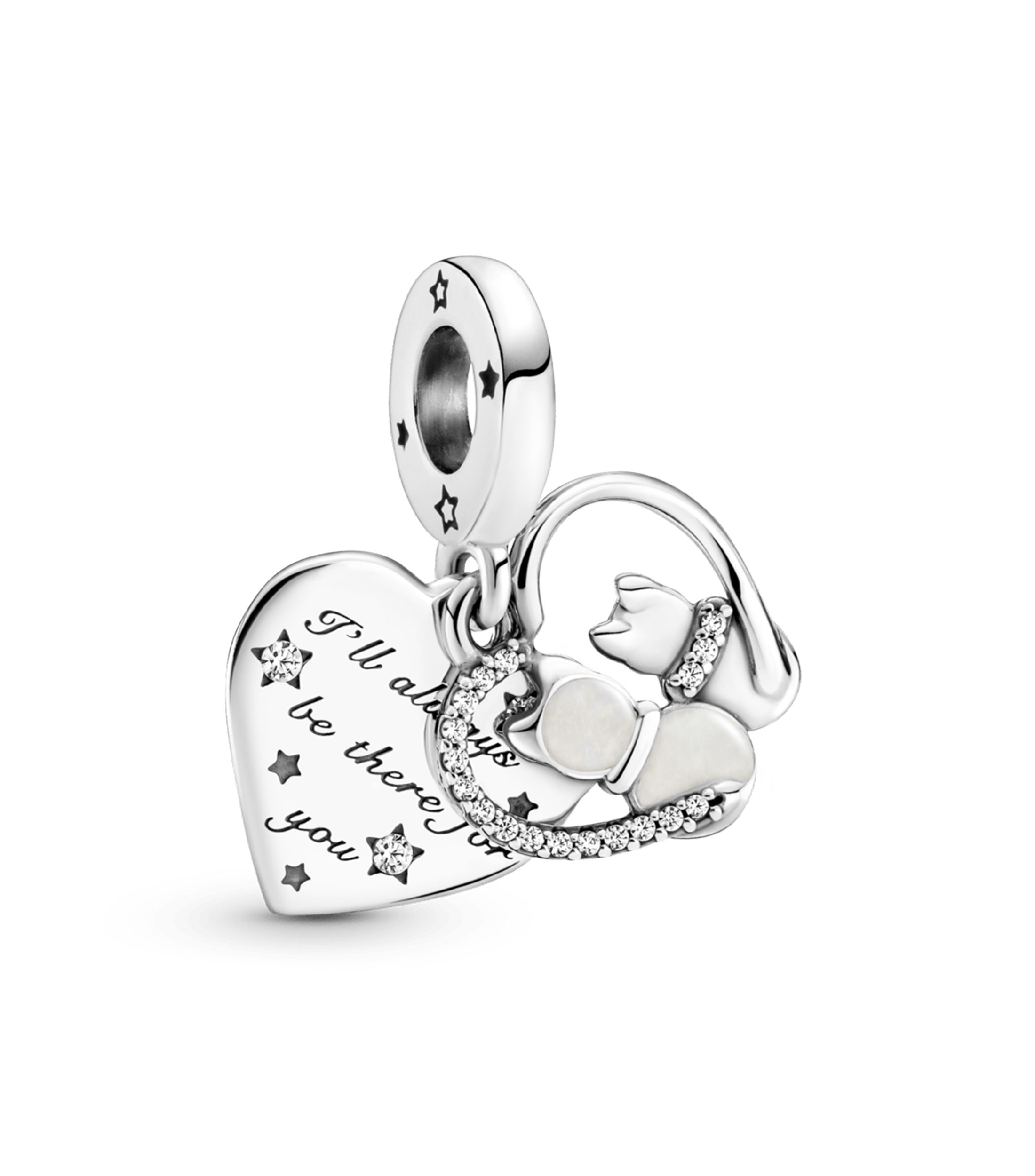 Charm Gatos y Corazones en plata Mujer