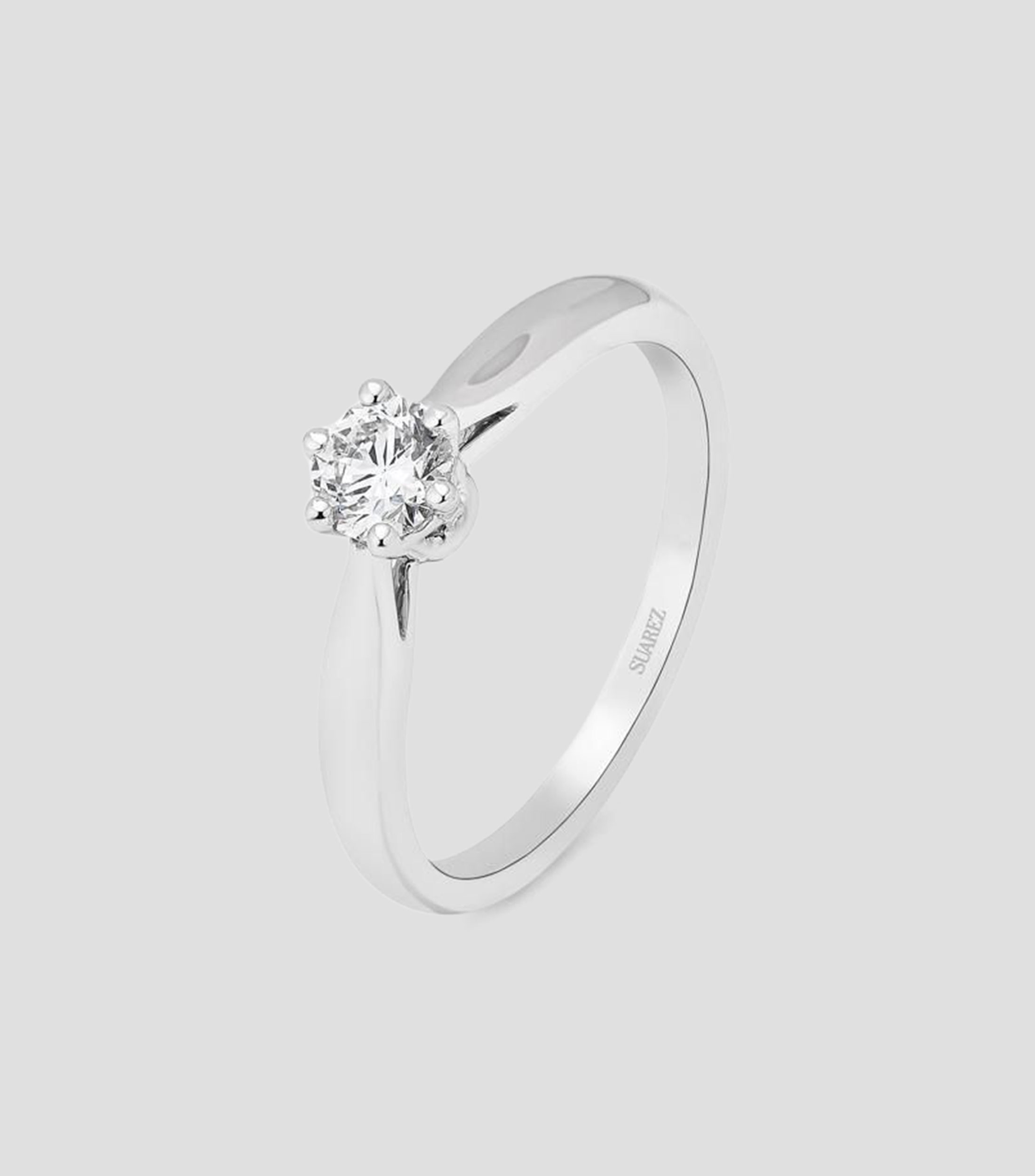 Anillo solitario en oro blanco de 18 kilates con diamante Mujer
