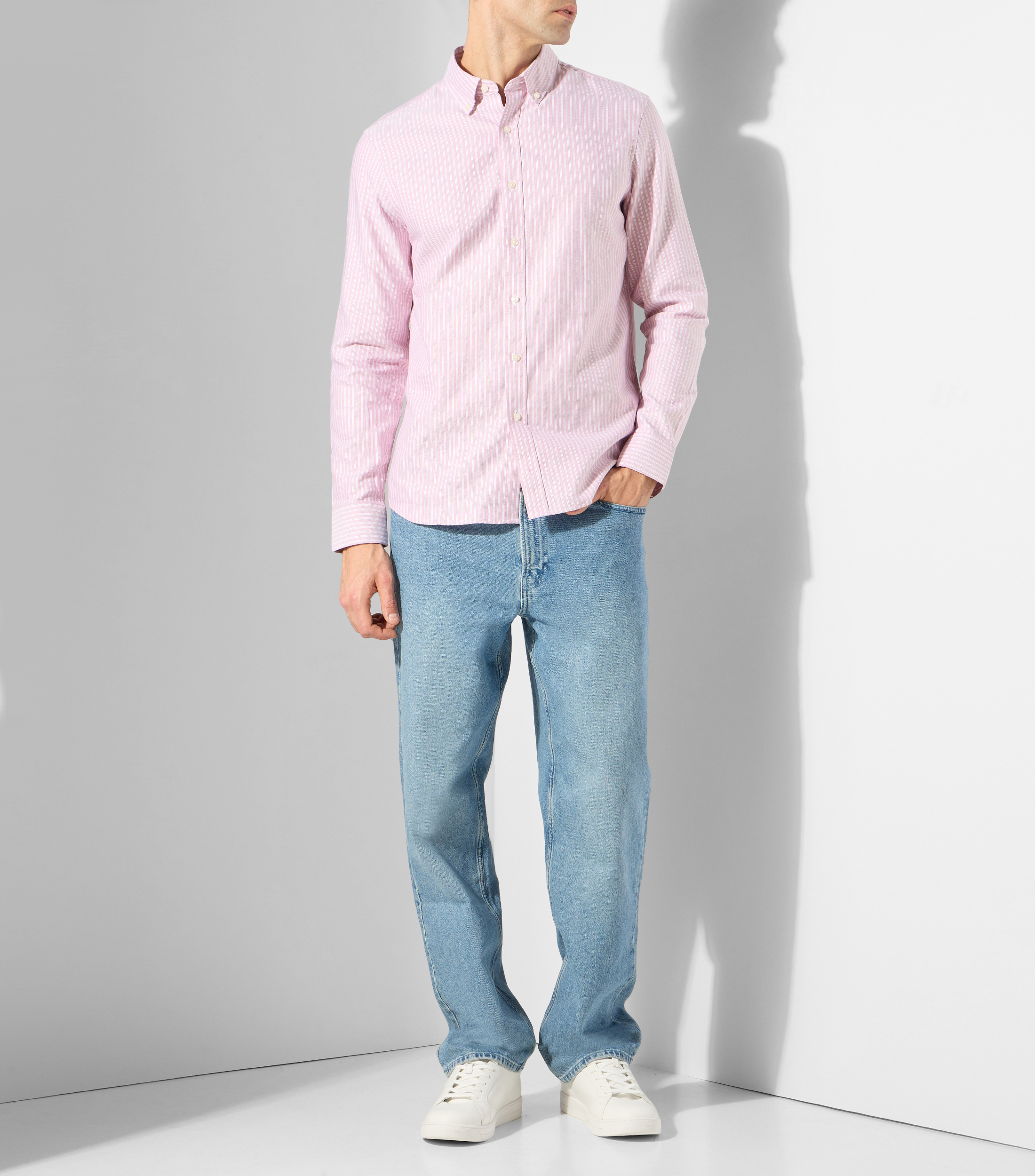 Camisa de rayas con manga larga Hombre