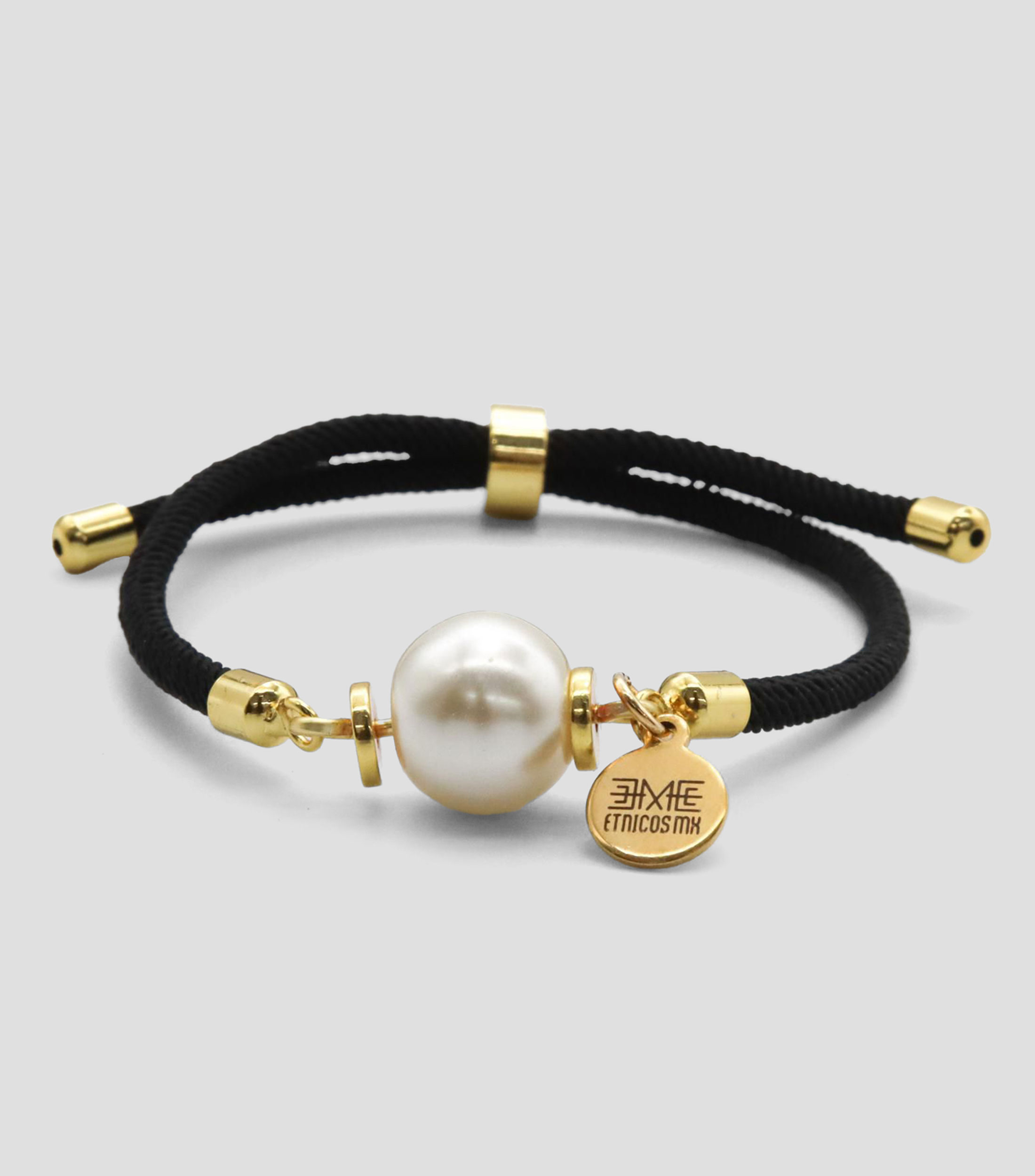 Pulsera negra con perla Mujer
