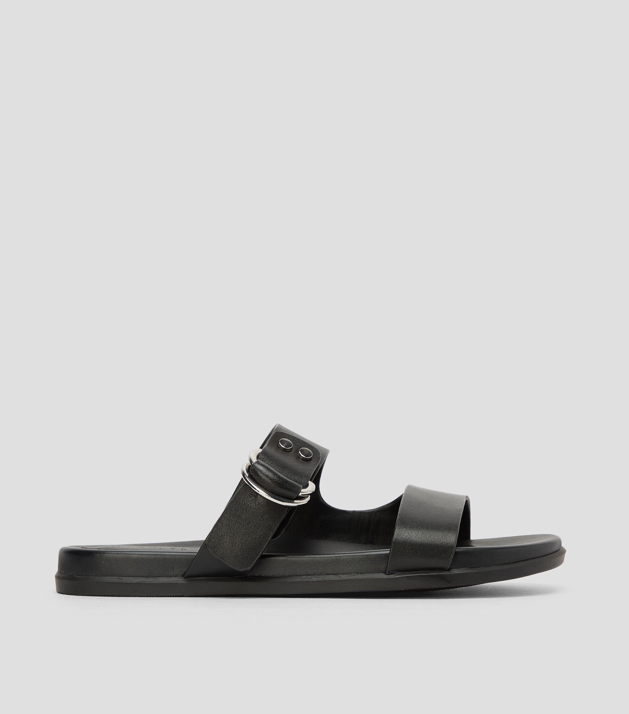 Sandalias casuales planas en piel lisas Mujer