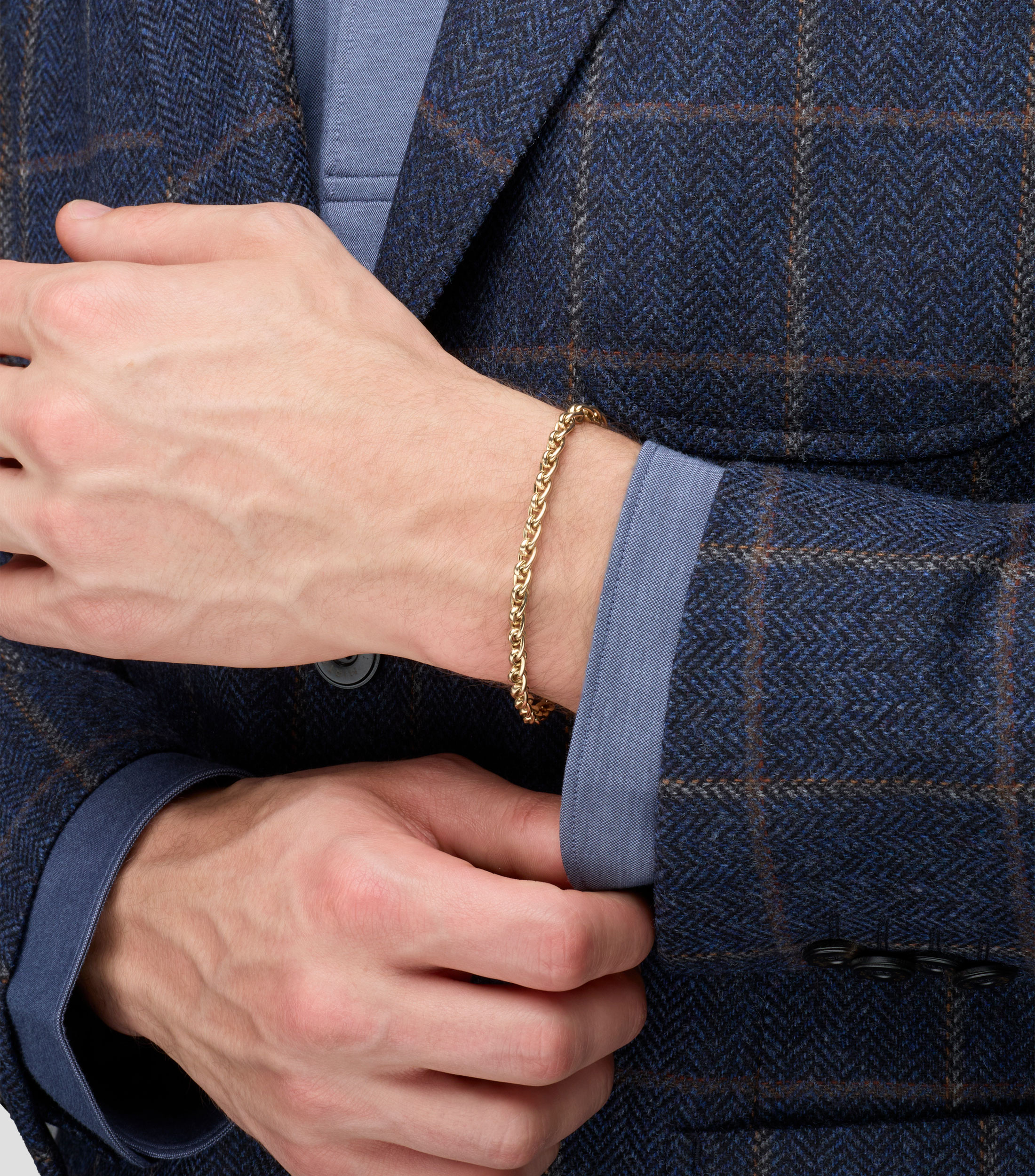 Pulsera en oro de 14 kilates con eslabones de aro chico Hombre