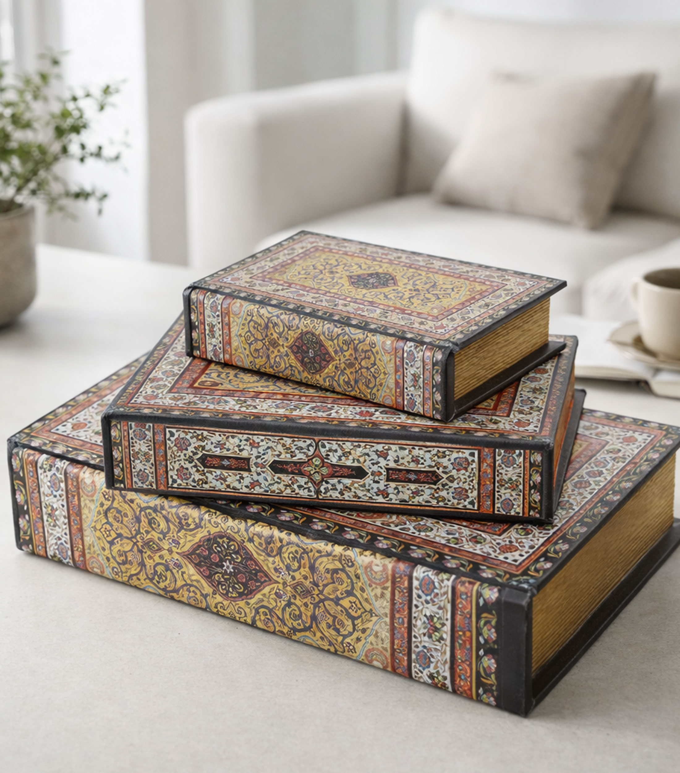 Set 3 cajas decorativas Retro en madera multicolor