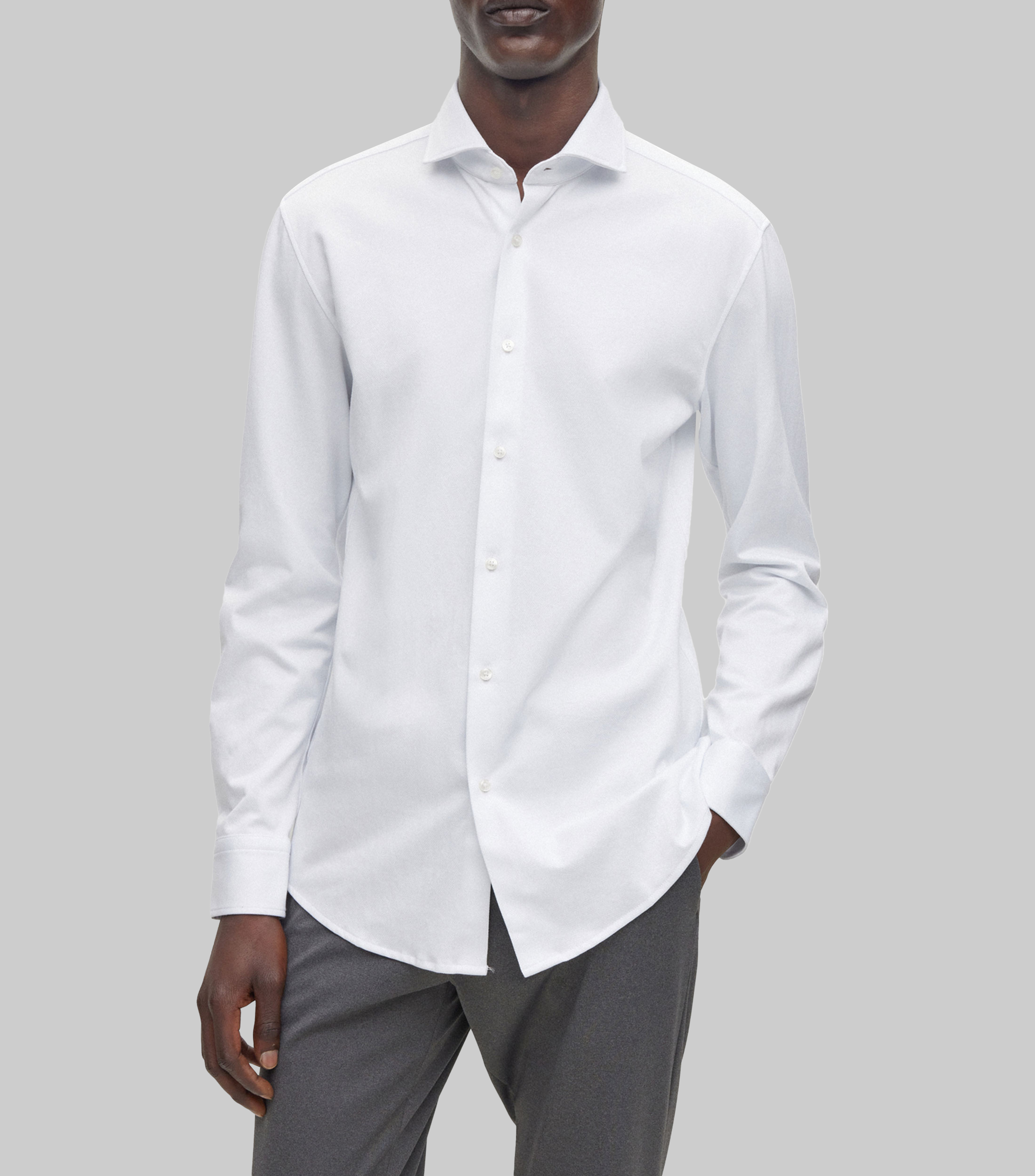 Camisa slim fit en punto de elástico técnico estructurado Hombre