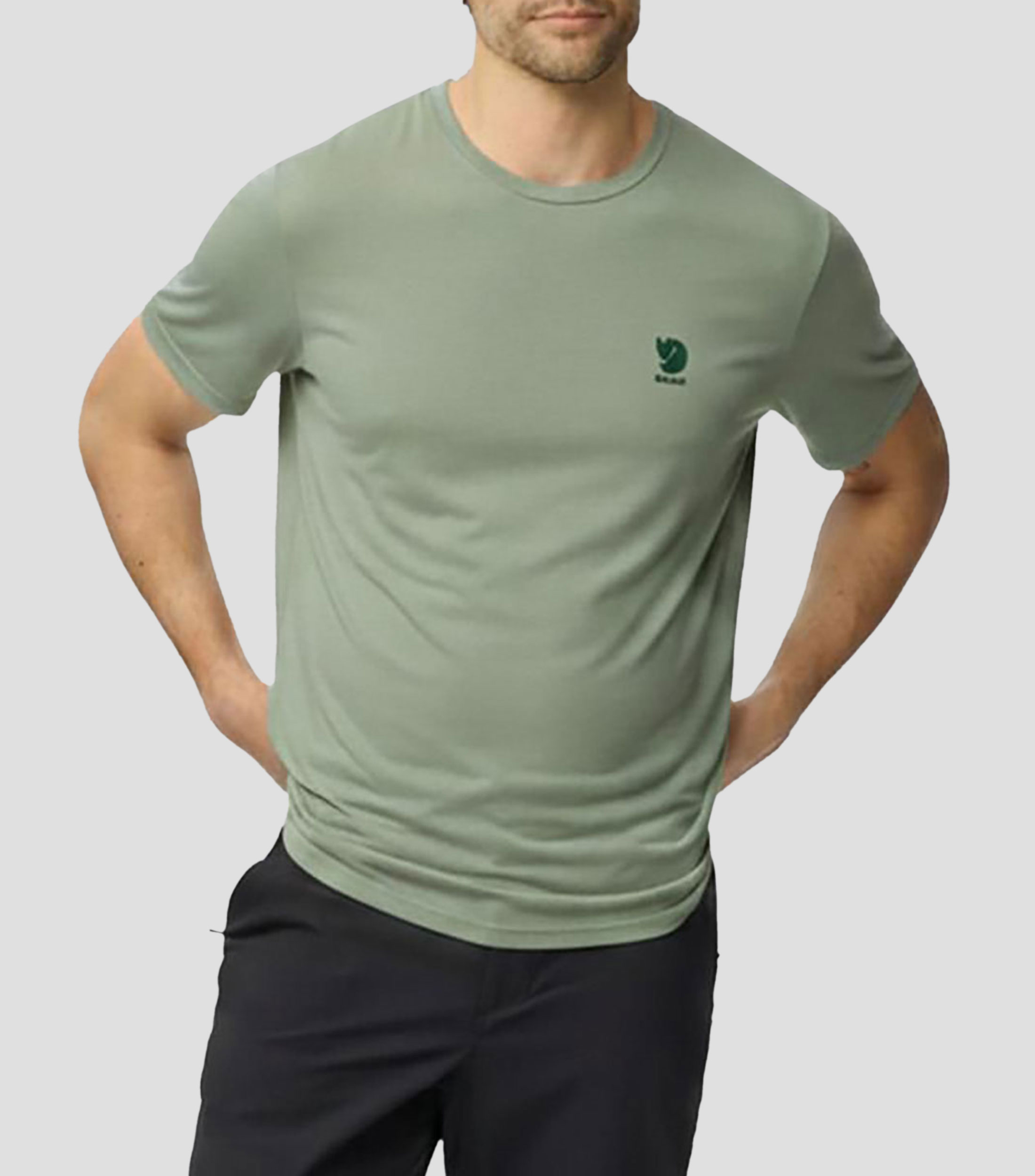Playera de cuello redondo con manga corta lisa Hombre